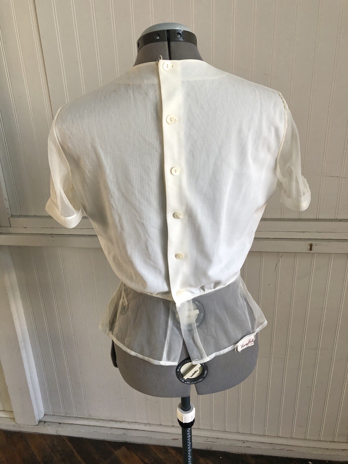 Sweet Vintage 1950’s Ivory Chiffon Penny Potter Micropleat Top, XS/S