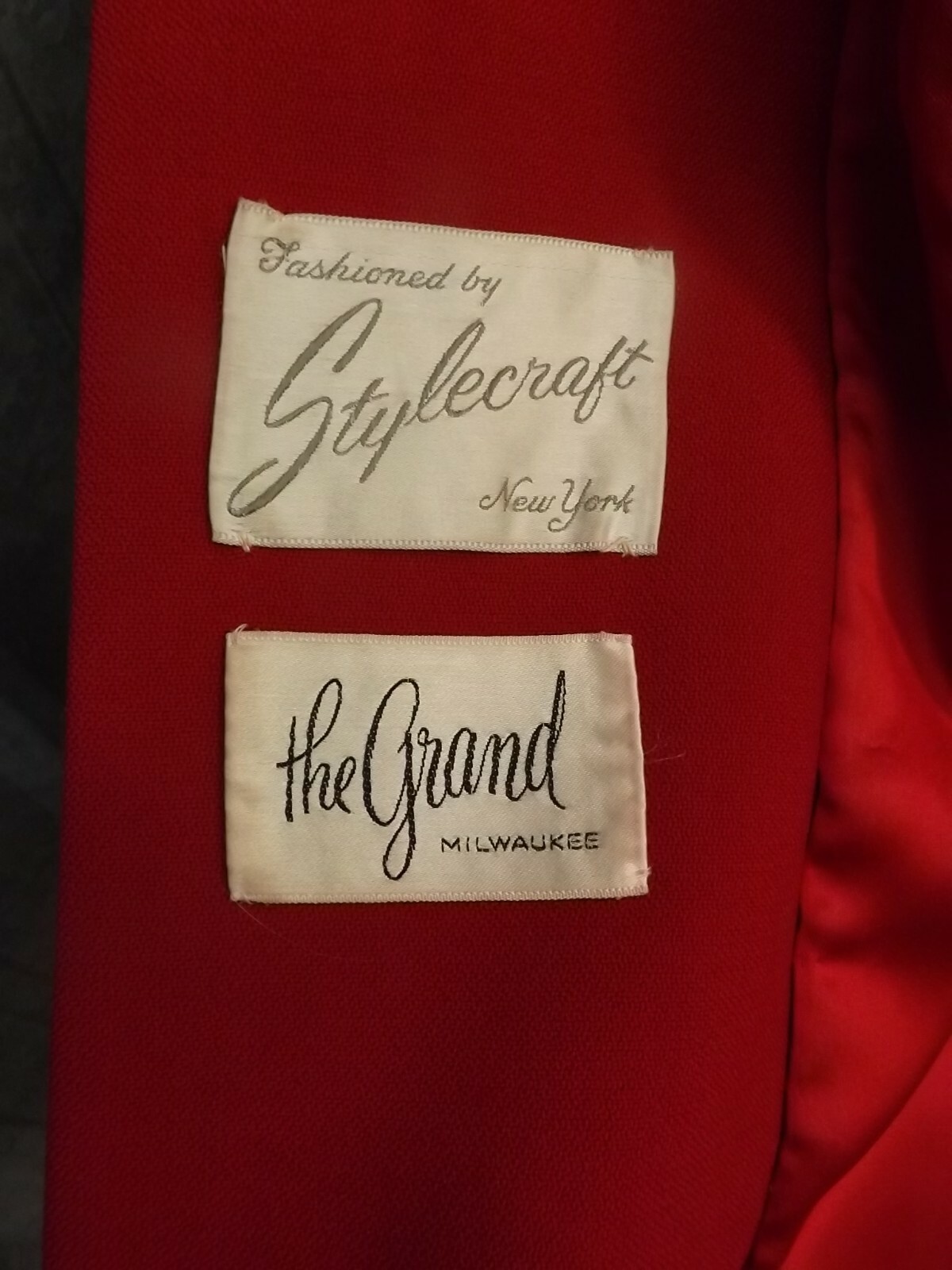 Stylecraft Vtg 1960s Red Double Breasted Belted Back Wool Insulated Long Coat L