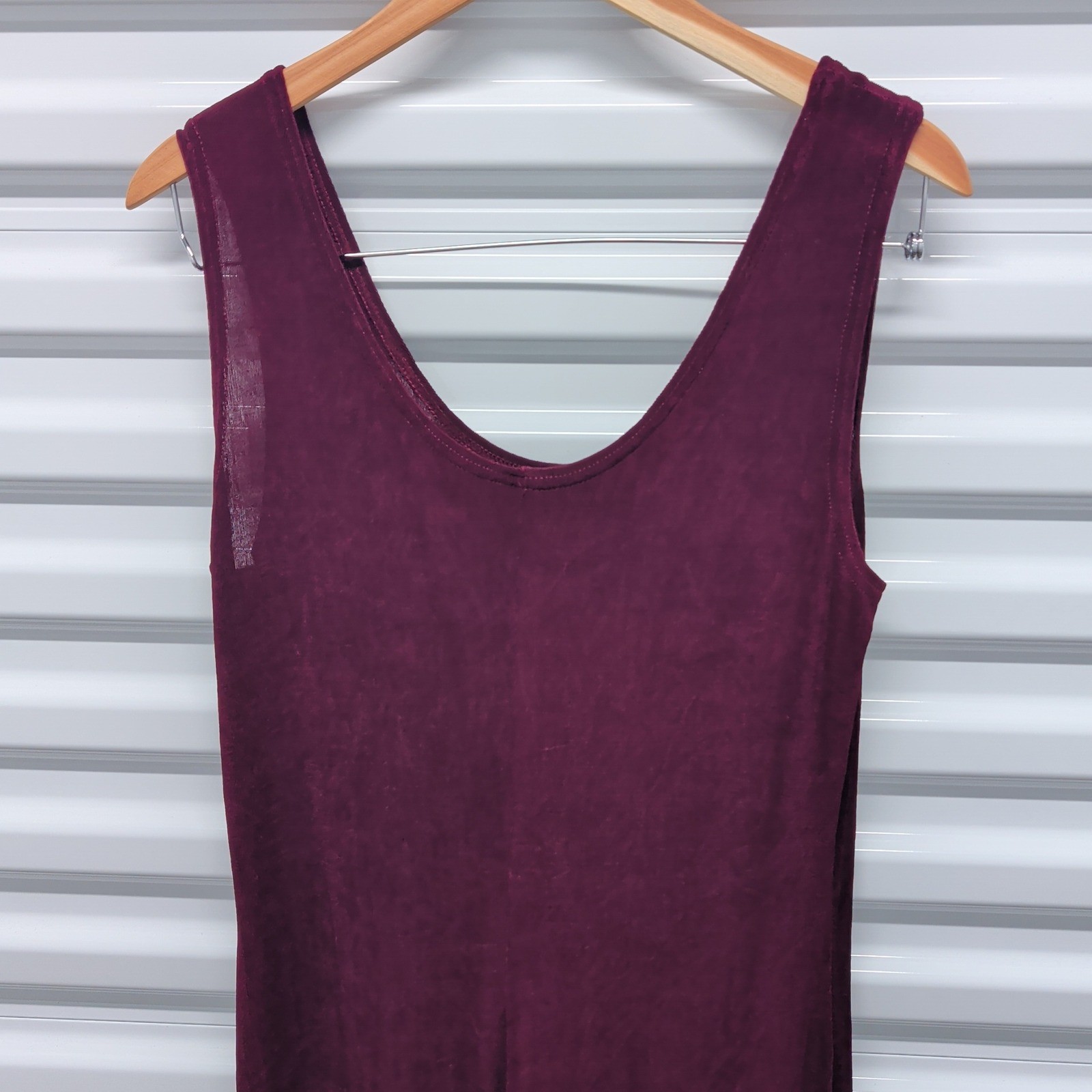 Vintage 90s Slinky Maxi Dress Size 12 Women Burgundy Plum Sleeveless Made in USA
