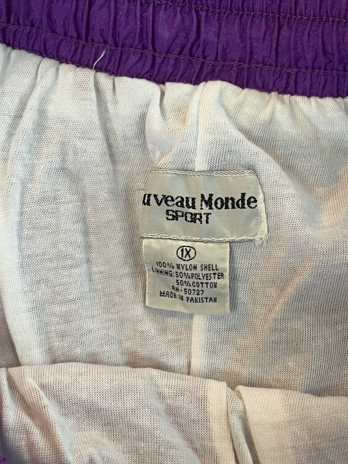 Vtg 80s NOUVEAU MONDE SPORT size 1X Windbreaker Set Purple/multi-colored