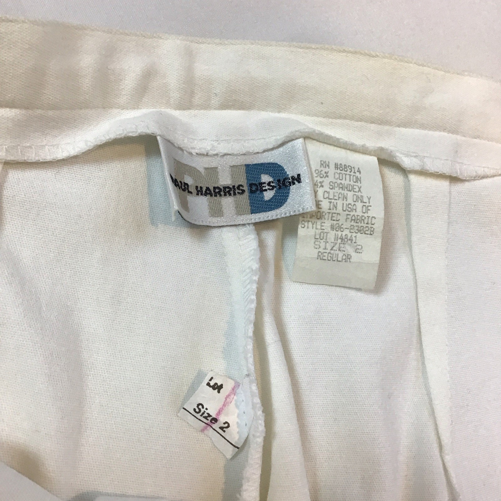 Paul Harris Design White Beaded Capri Cotton Pants Womens Size 2 USA Vintage 90s