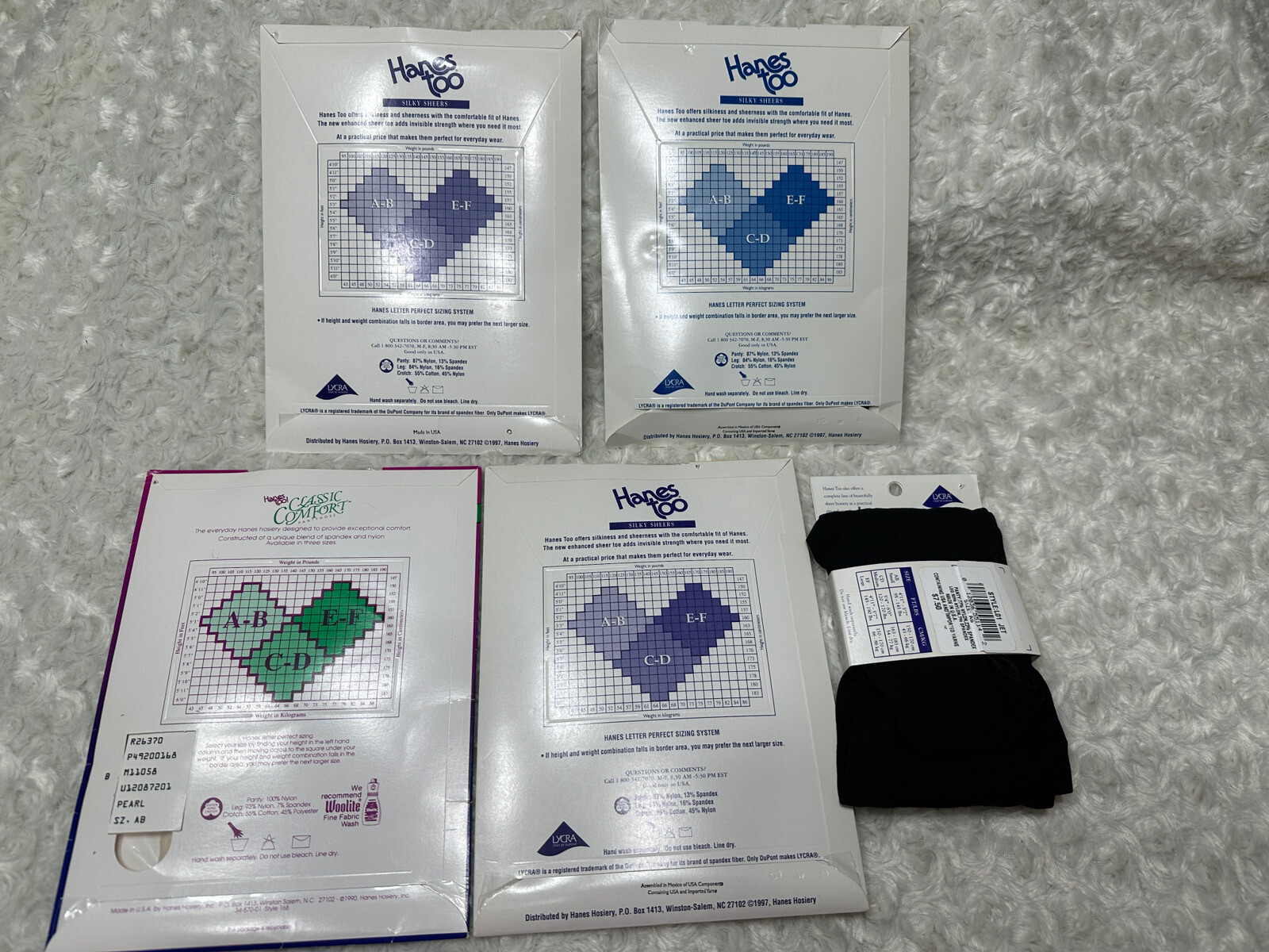 Vintage Lot of 5 Silky Sheers Hanes Too Pantyhose Barely There Tights Size: A B