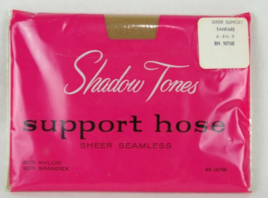 Vtg. Women’s Shadow Tones Support Hose Sheer Seamless Fanfare A 8.5- 9 RN18768