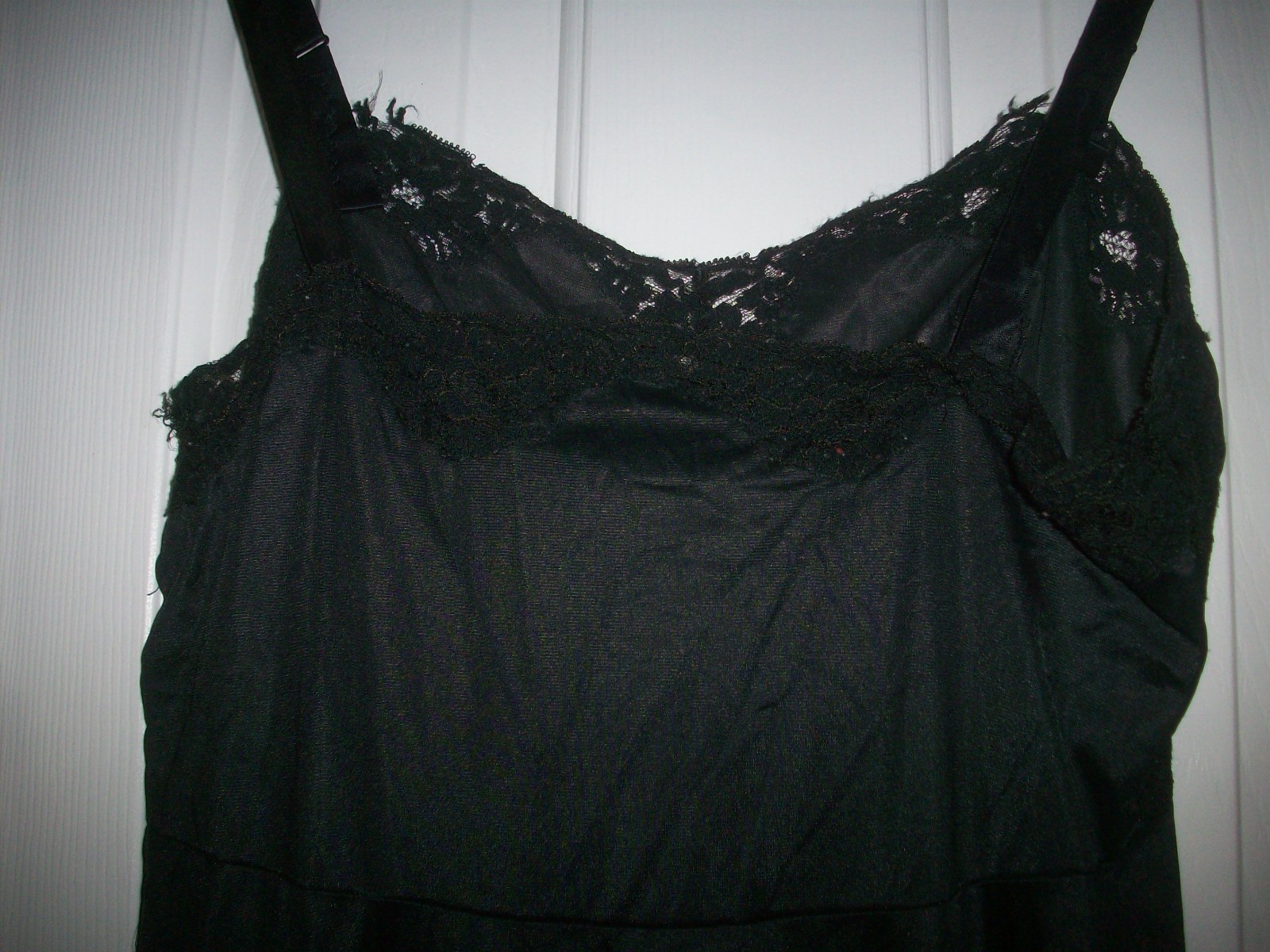 Vintage Black Lace Full Slip Dress Size 34 Nylon Embroidered Nightgown, No Tags
