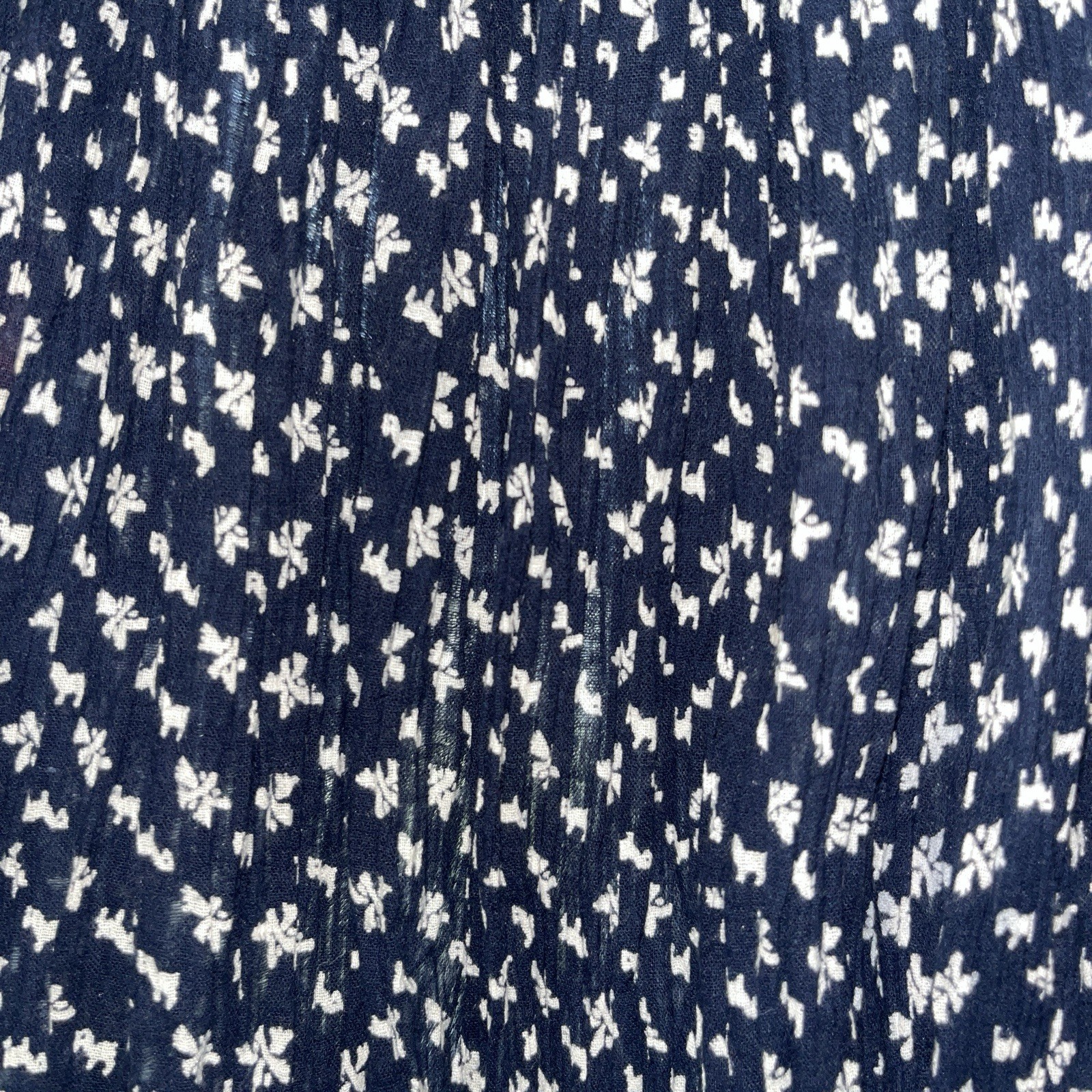 Phool VTG Full Flowing Skirt L NAVY & White Flow Flare Floral Button broom Sweep