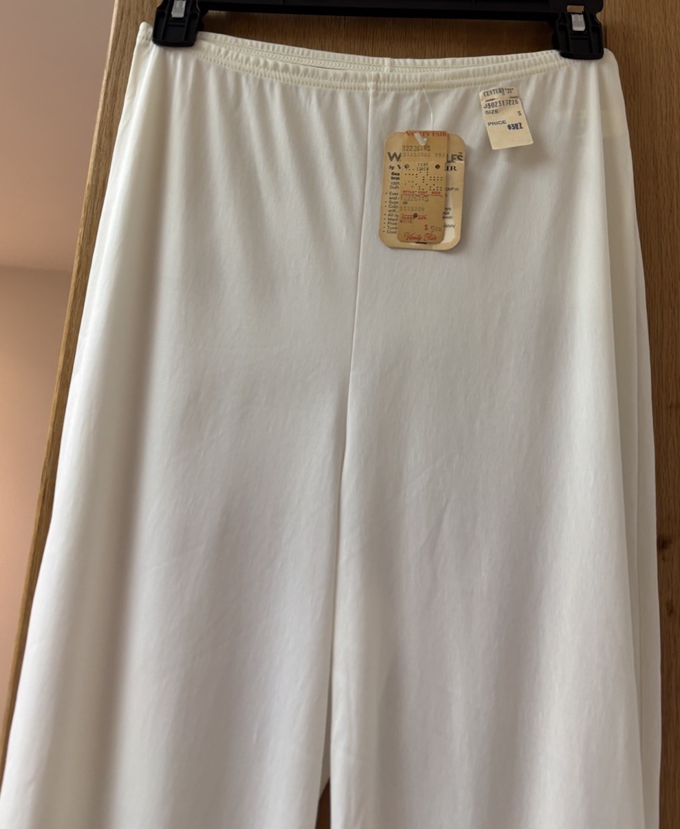 Vintage Vanity Fair Ivory Pajama Bottoms Pants Slip Pants Nylon Antron III Small