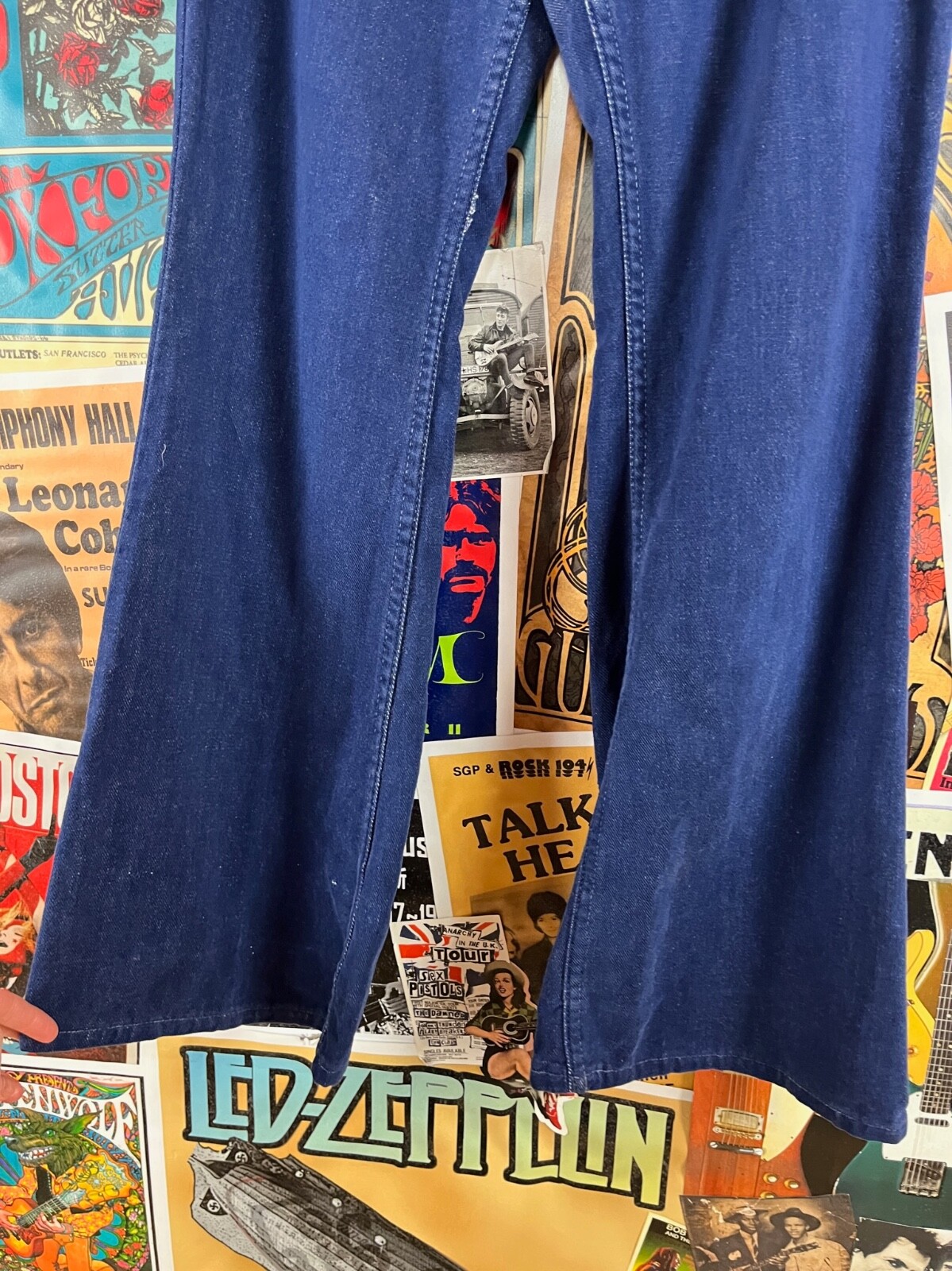 Vintage 70s Dark Wash Junior Low Rise Wrangler Bell Bottom Denim Flares 28×29