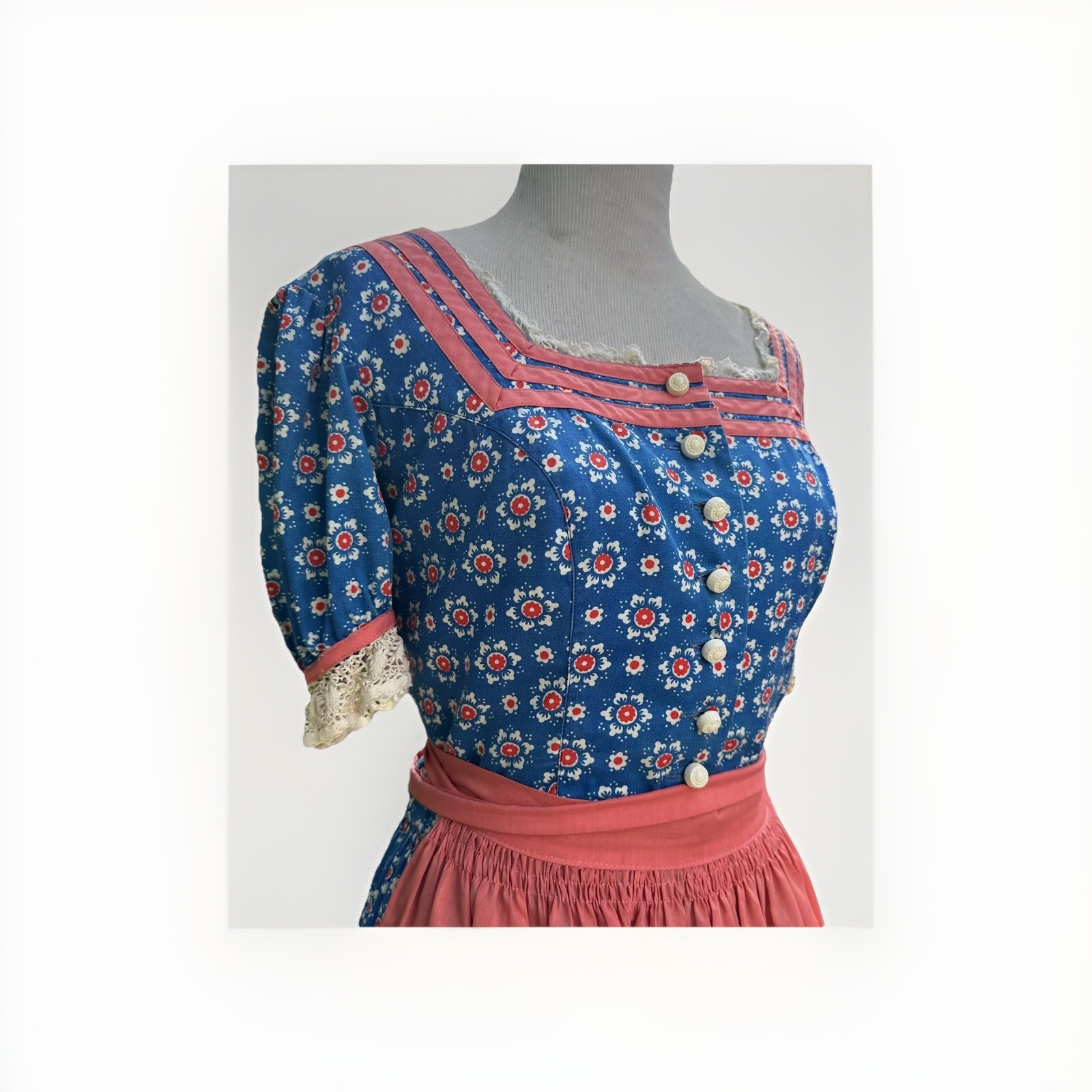 VTG Prairie Octoberfest dress German Bavarian 1950s Dirndl cottagecore M