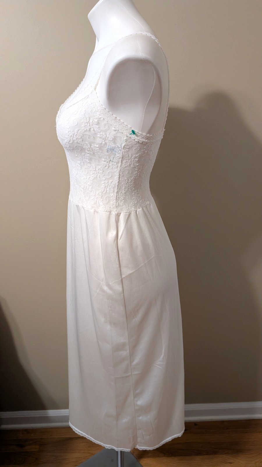 Vintage BESTFORM 1457 Full-Slip/Slip Dress Lingerie Stretch Lacy Top White Sz 34