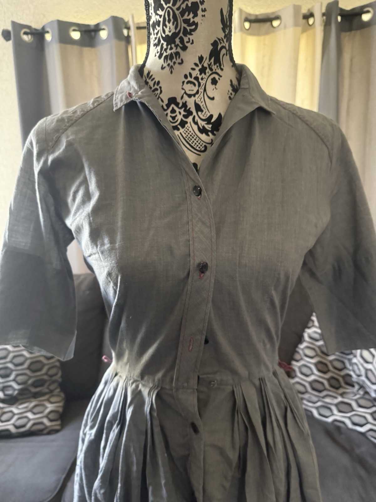 vintage Kenny Classics Shirt Dress Fit Flare Button Up Womens sz 12