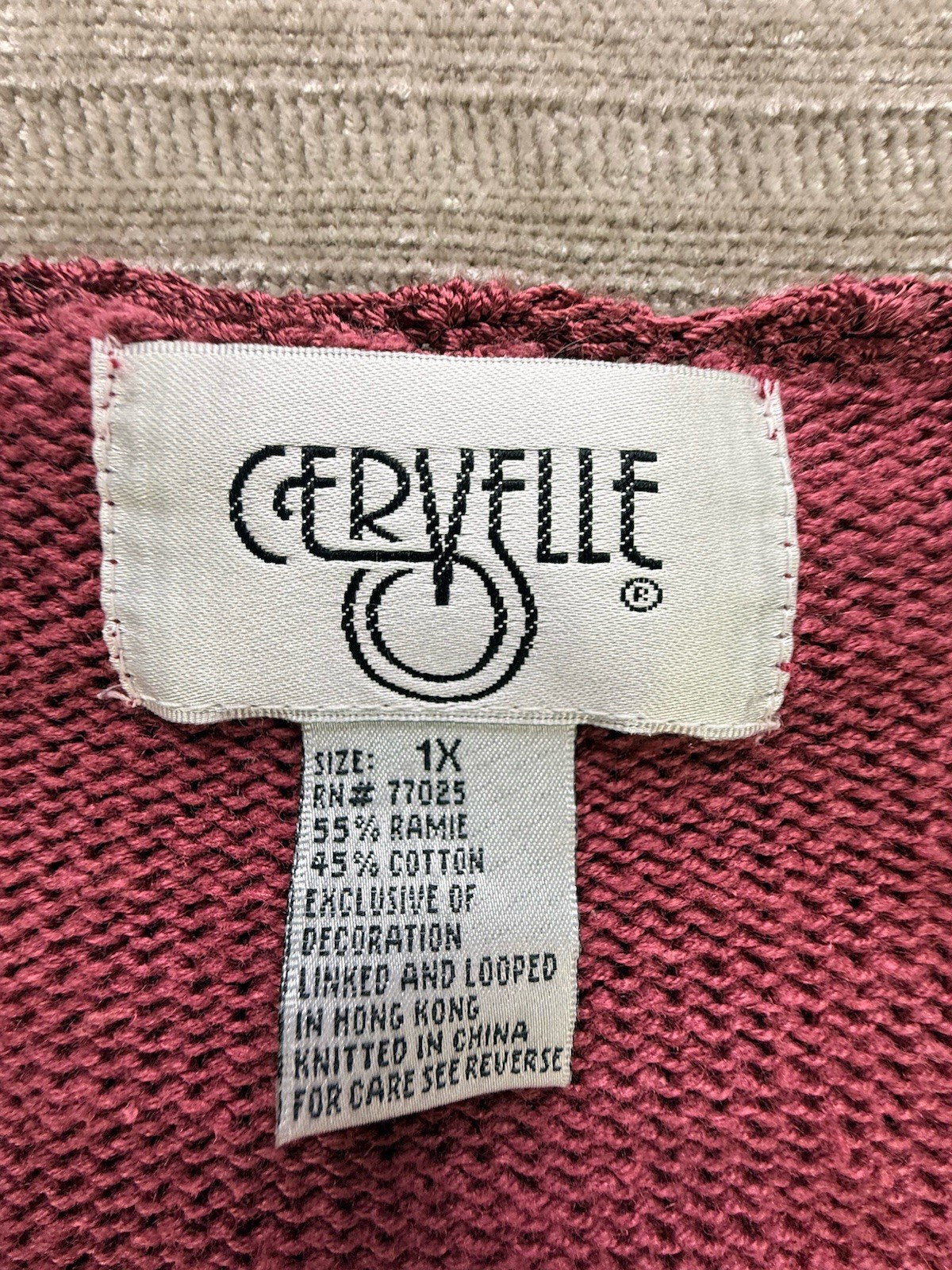 VTG 80s/90s Cervelle Knit Cardigan Sweater 1X Pink Embroidered Floral V-neck