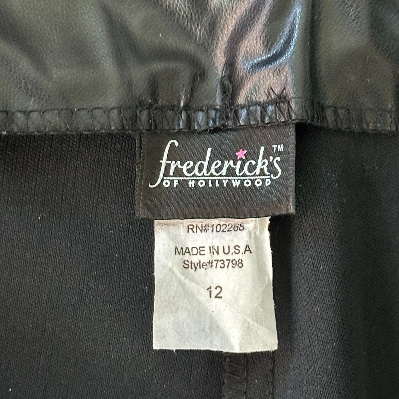 Vintage Fredericks USA Pants Lace Up PVC Latex Black Tie Sides Women’s Size 12