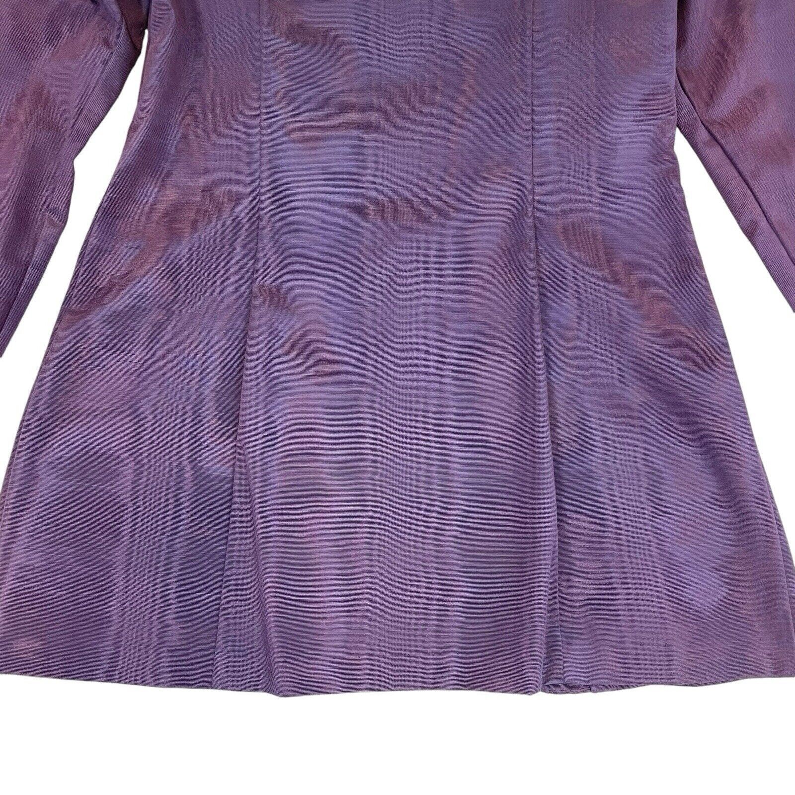VTG 80s 90s Scott McClintock 2 Piece Skirt Suit Sz 8 Purple Taffeta Lace Collar