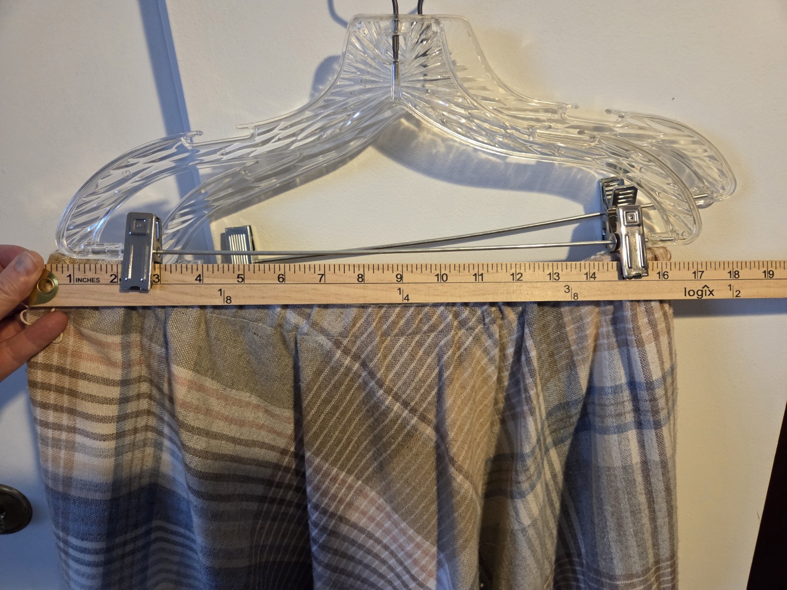 Vintage Century Of Boston Wool Skirt Sz 16 Tan/Gray Plaid Midi Length W/pockets