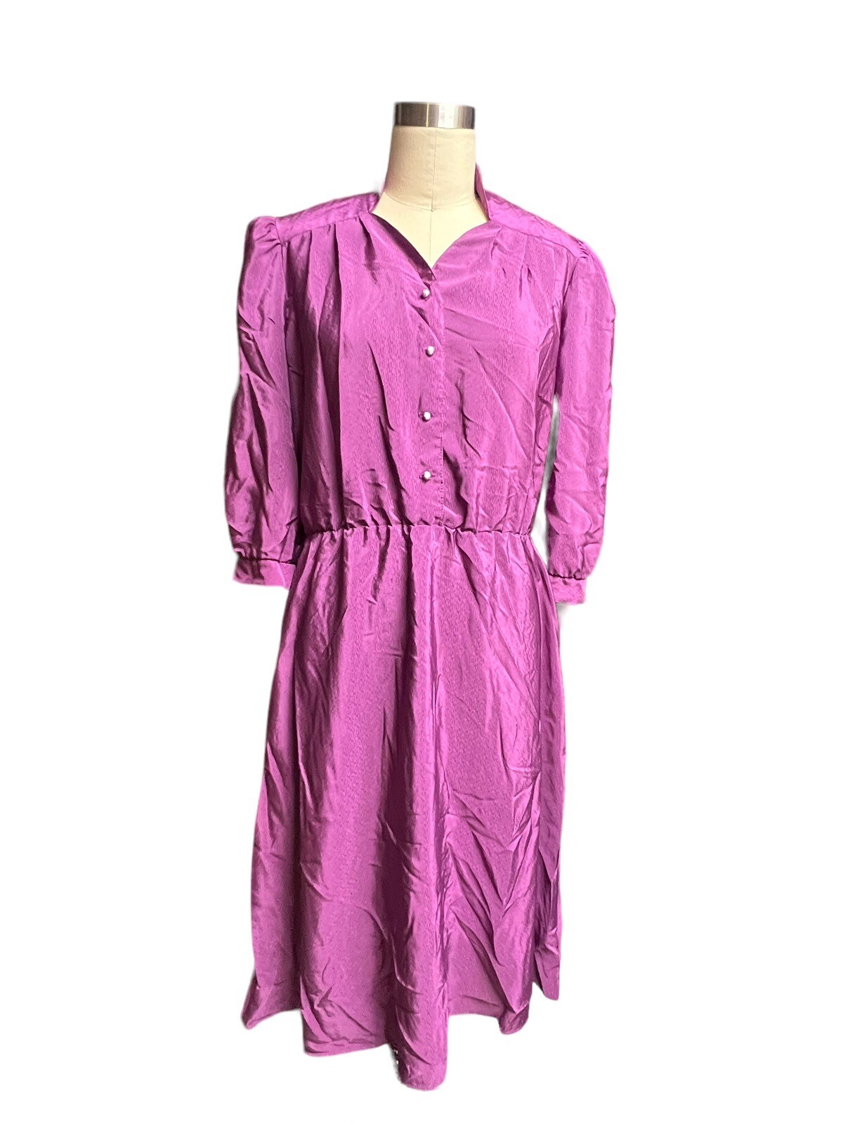 Vtg 80s „Holiday Petites” Lightweight Purple Secretary Dress SZ 12 Petite