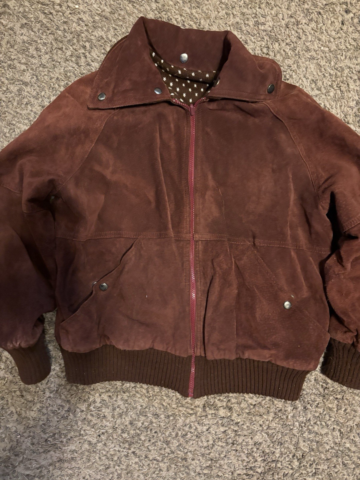 VTG Carlisle Couture Reversible Burgundy Leather/sweaterJacket