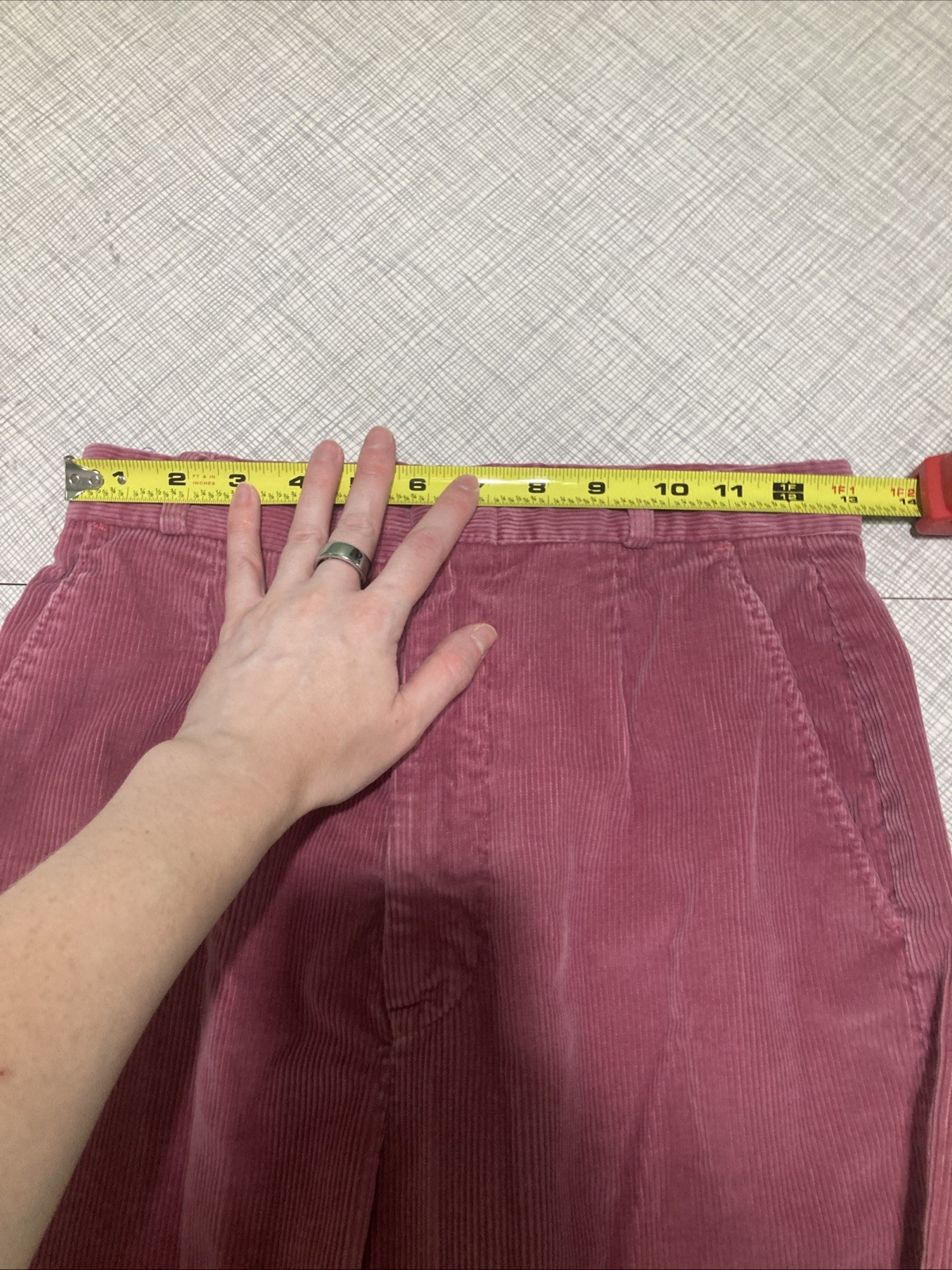 Vtg 80s Palmettos Pink Mauve Corduroy Pants Pleated Mom Trousers High Waist XS
