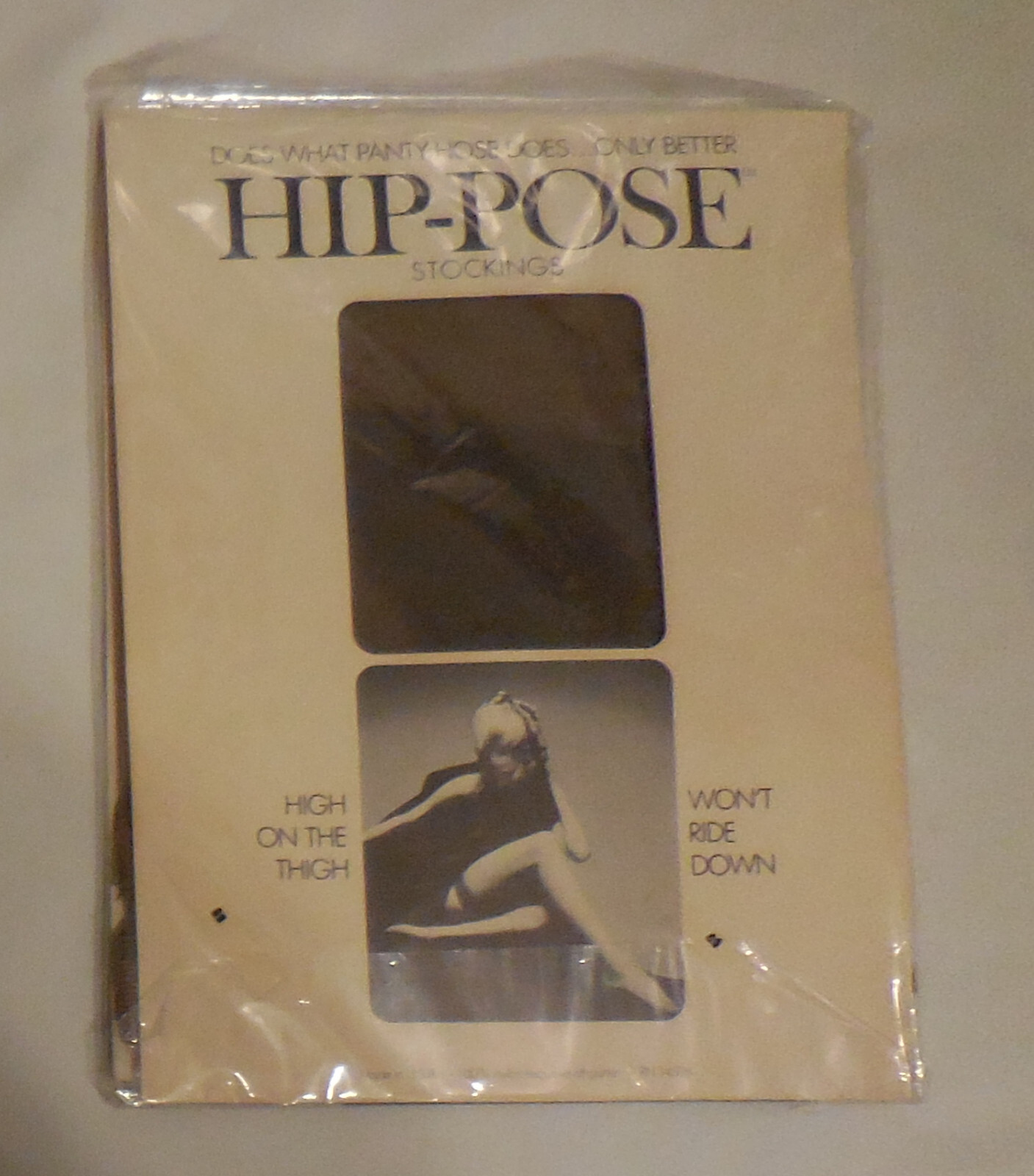 1 ad Mojud Hip-Pose Stockings High On The Thigh Medium Tall Tower Taupe VTG