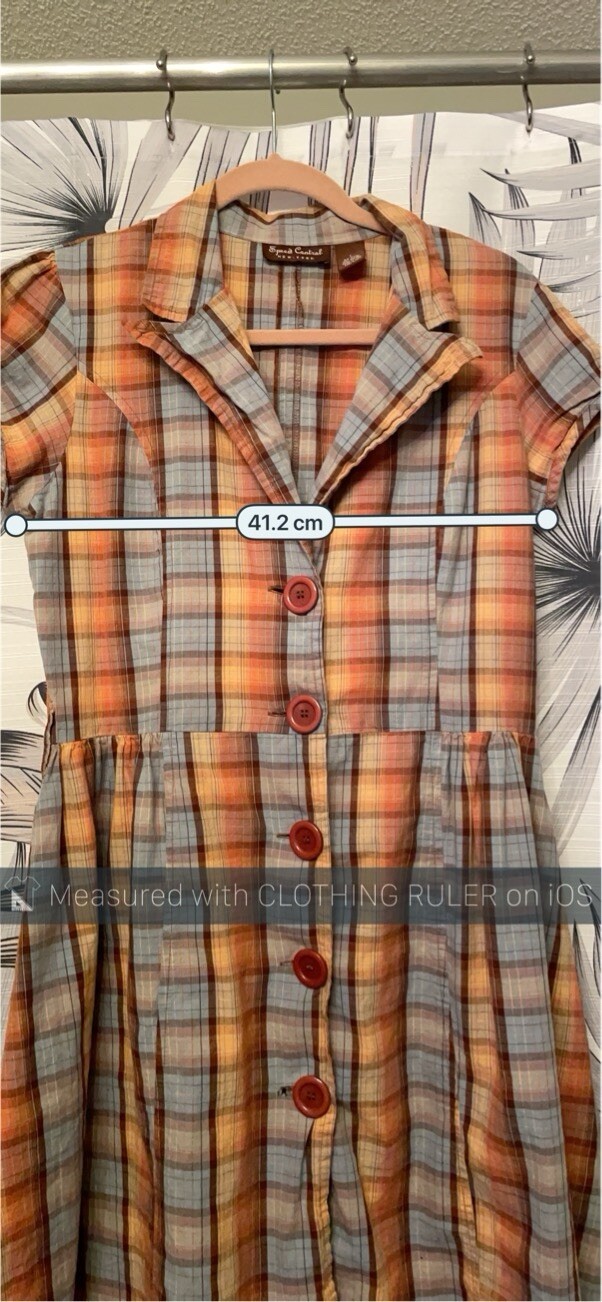 Speed Control NY Vintage Y2K 100%Cotton Plaid Button Up Dress Neutral Blues/Brwn