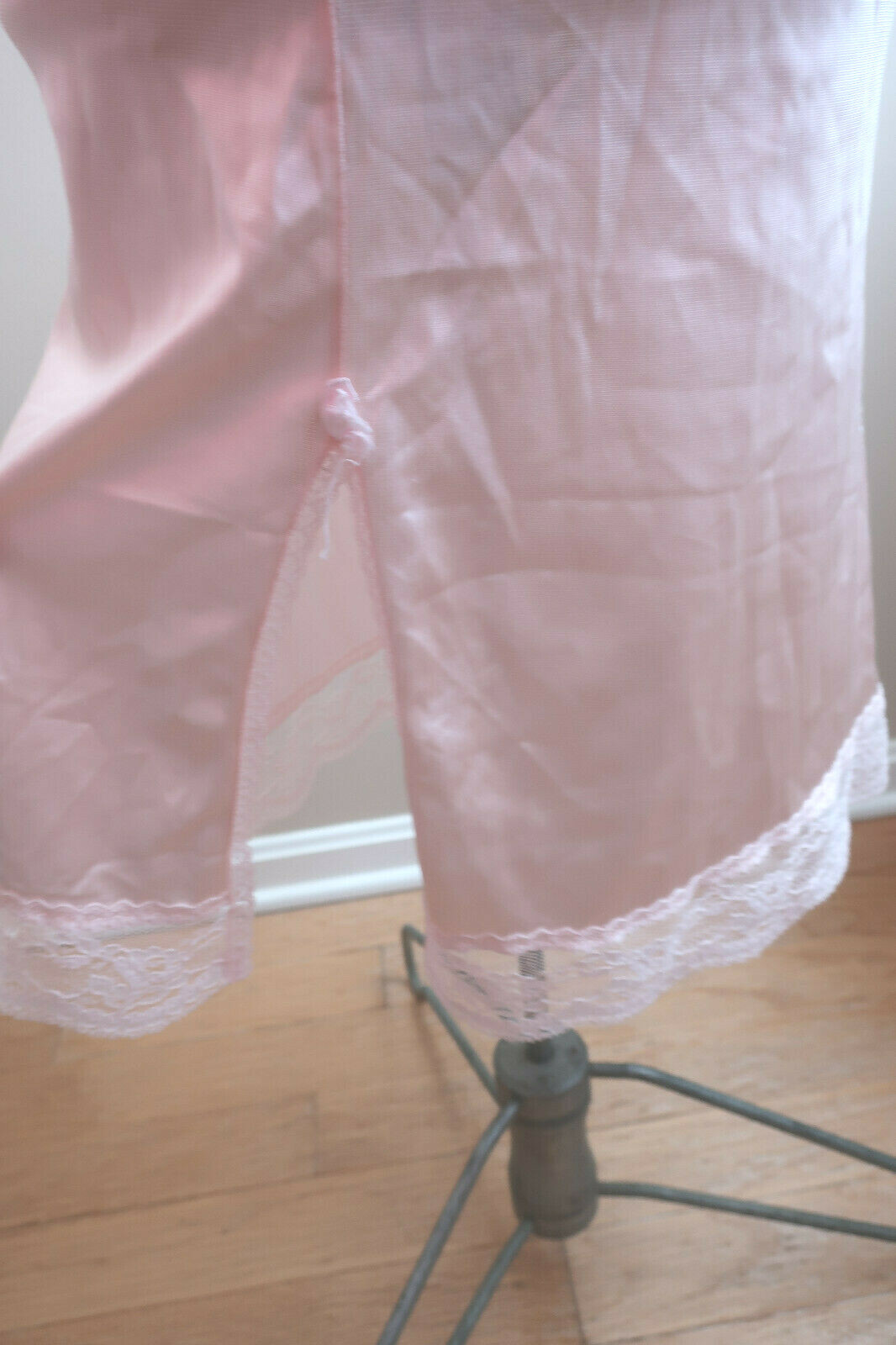 ANGELA Nylon Pink Half Slip, Lace Hem, Side Slit – Style 123 – Size M