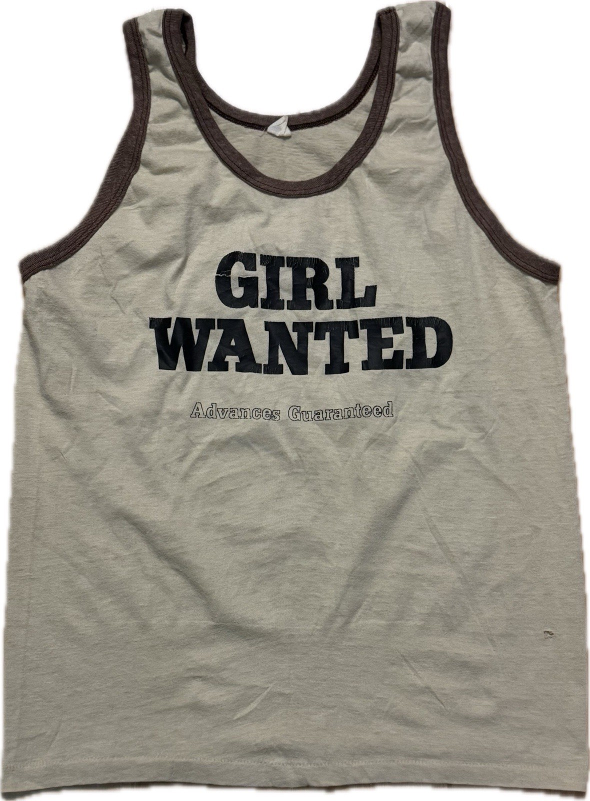 Vintage 1970s “Girl Wanted” Ringer Tank Top Graphic Print