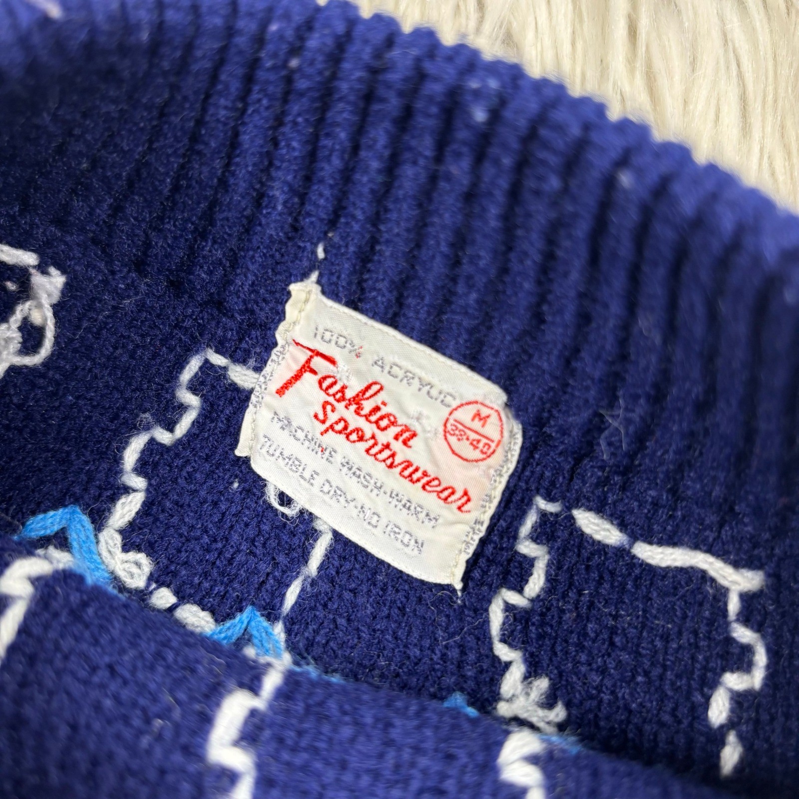 Vintage Fashion Sportswear Women’s M Fair Isle Stripe Sweater Skiing Winter