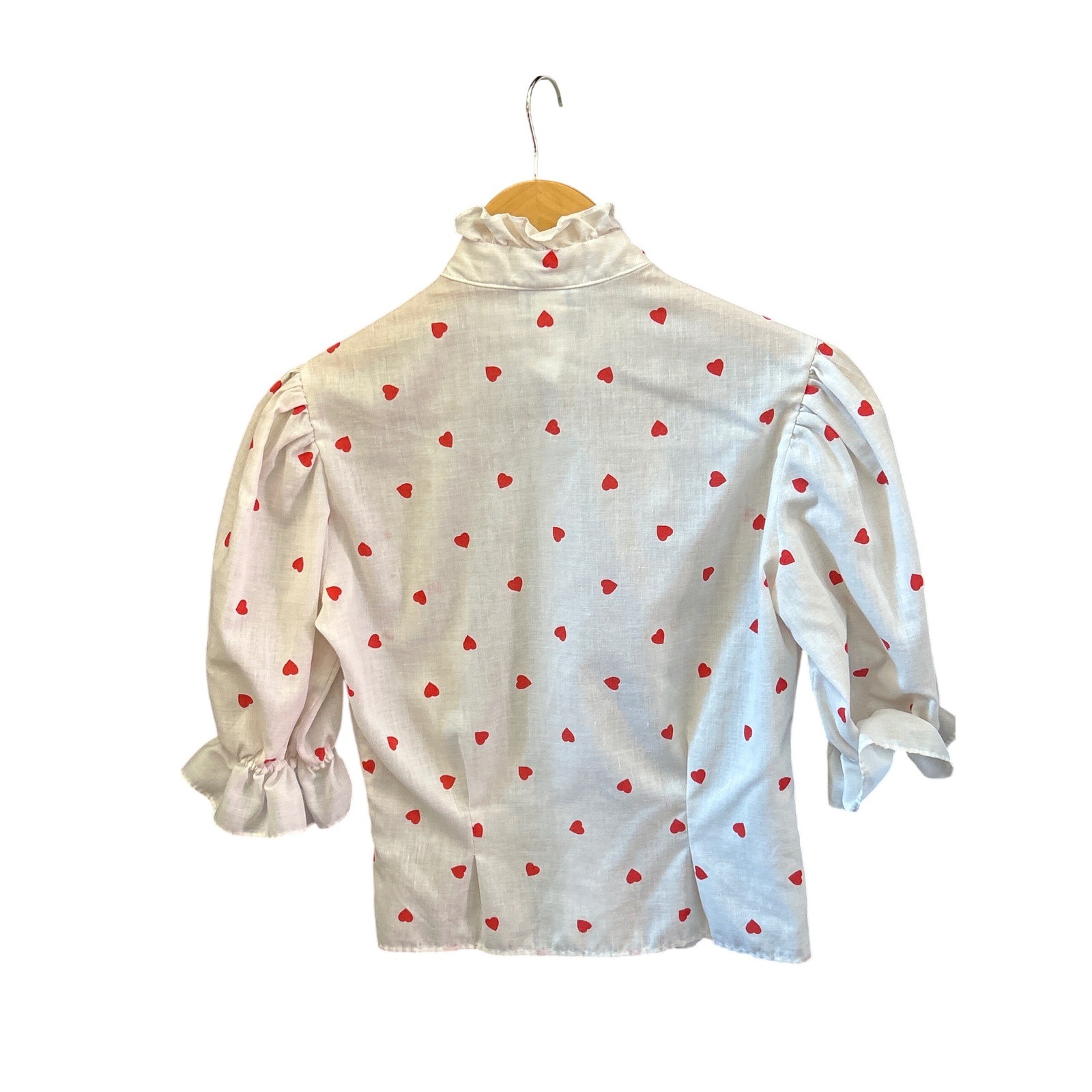 Vintage Ardmore Heart Print Blouse Romantic Coquette Cottagecore Sweetheart