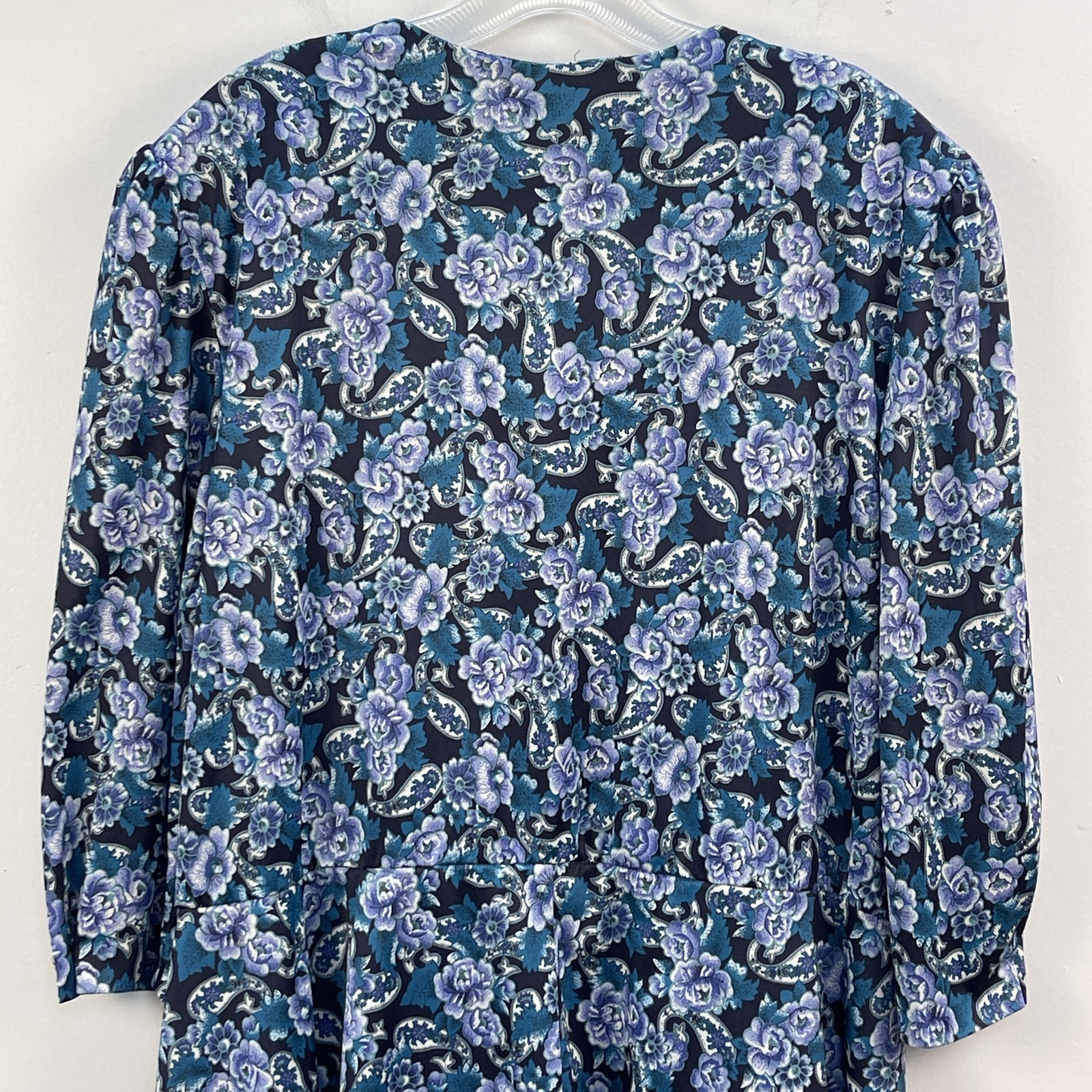 Whirlaway Frocks Blue Floral Long Sleeve Prairie Dress with Lace Collar Size 20