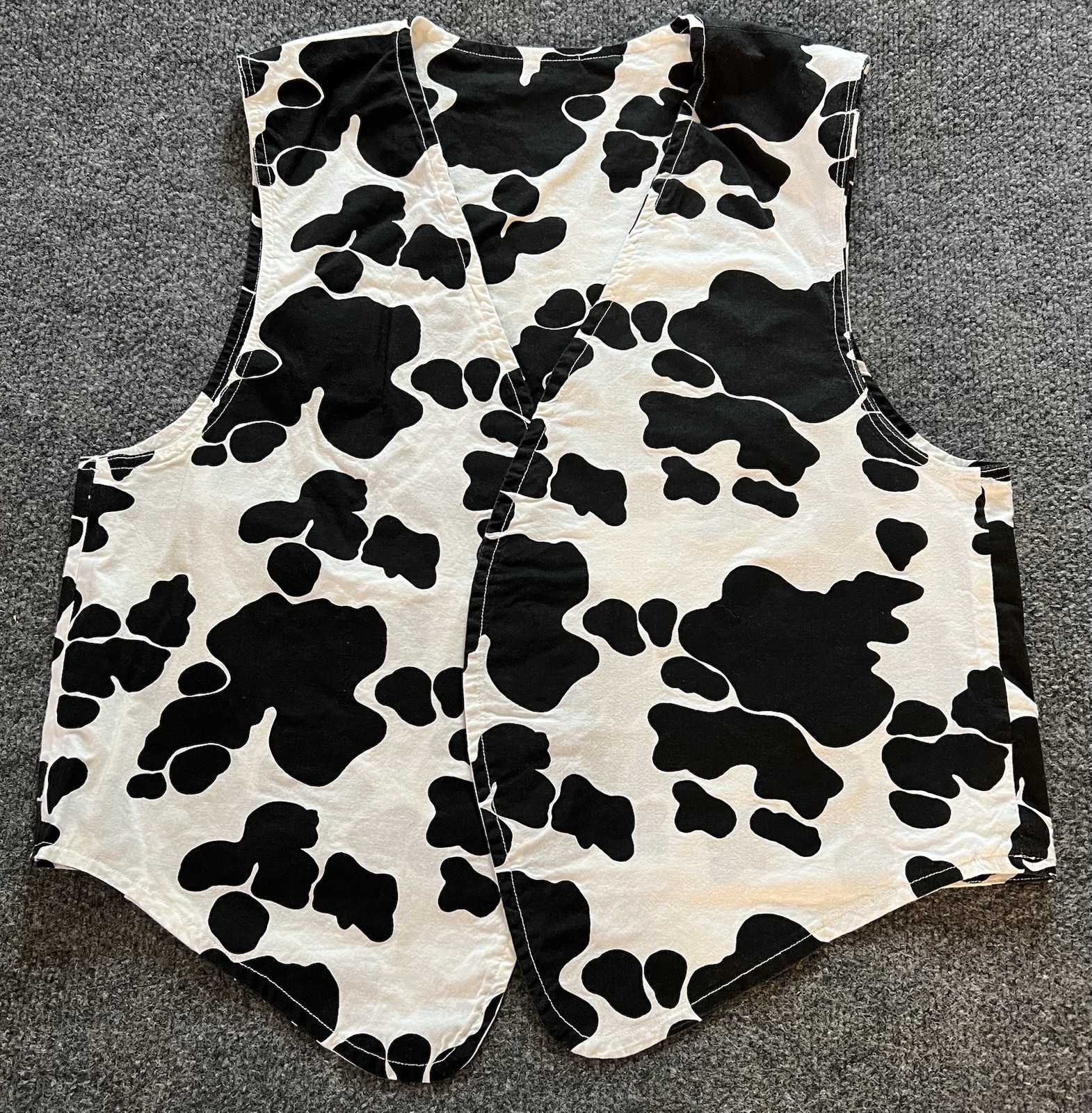 Vintage Cow Print Open Front Costume Vest Handmade Womens XL Toy Story Woody