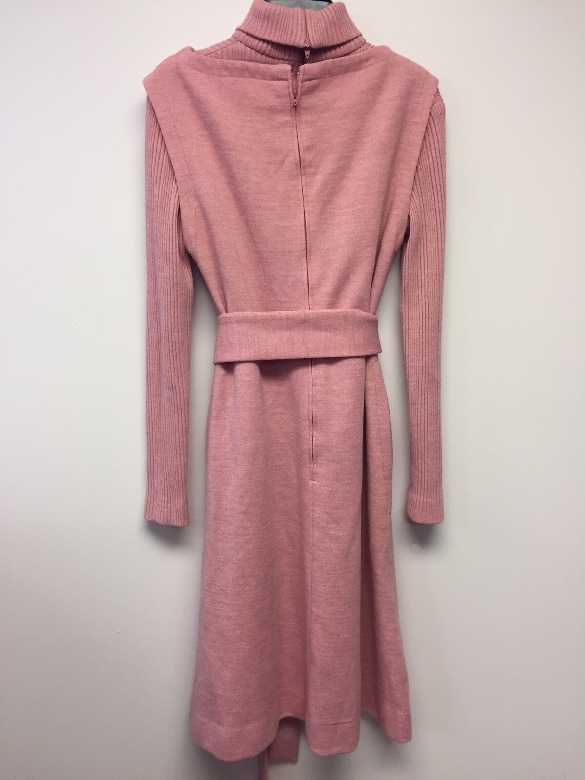 Nancy Greer New York Pink Belted Turtleneck Sweater Dress Combo S M Vintage