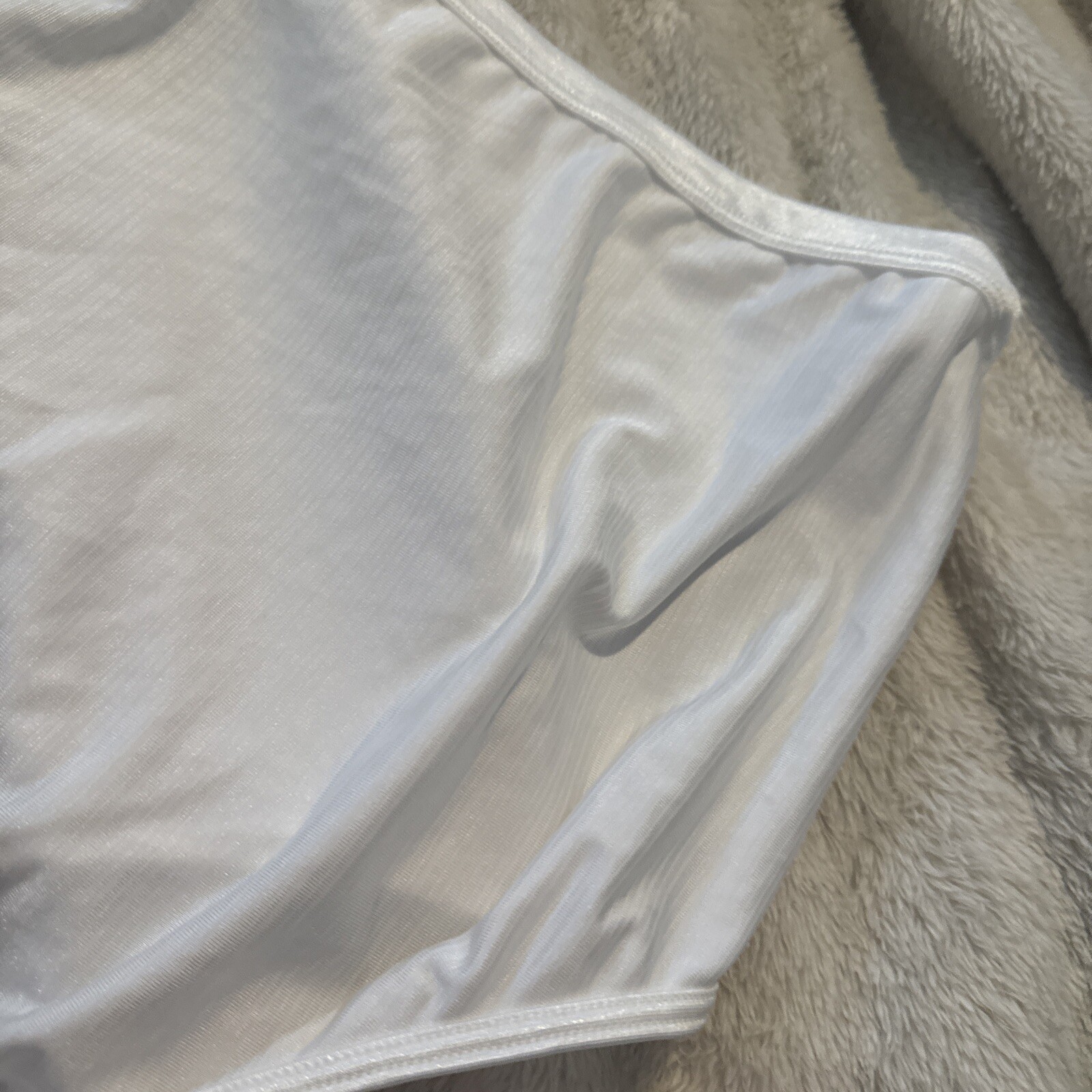 Vintage VANITY FAIR Brief PANTY WHITE Satin NYLON Stretch Second Skin 10/ 3XL