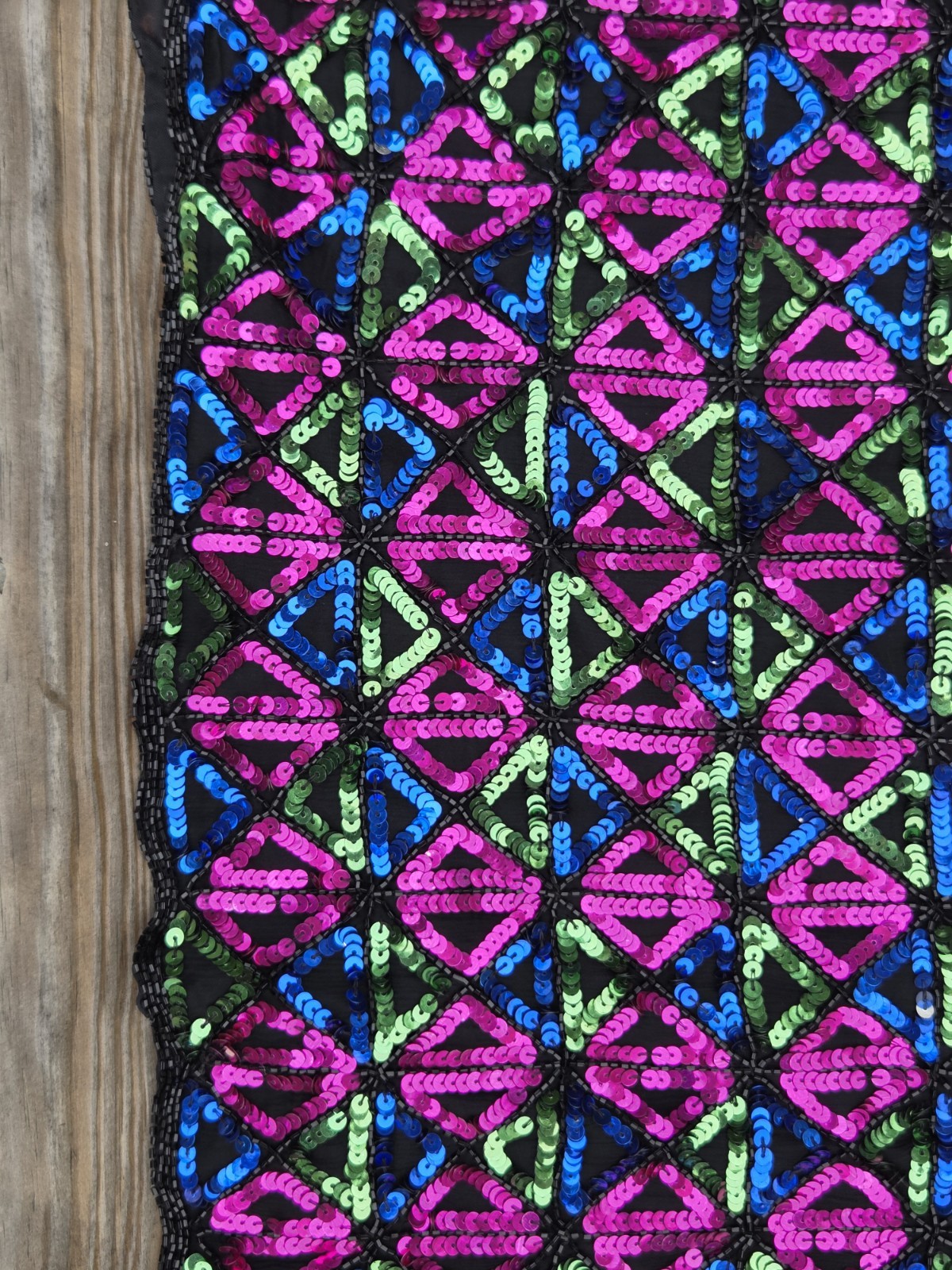 Vintage Sequin Jacket Womens Neon Geometric Beaded Party Top 80s Disco Glam