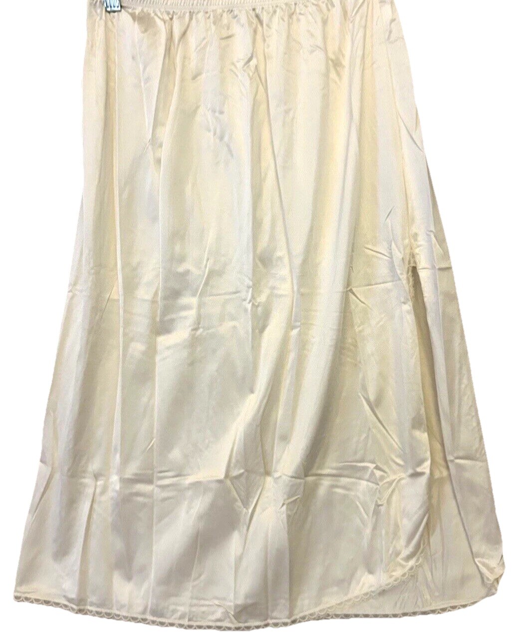 Vanity Fair Half Slip L Ivory Silky Lace Trim Modesty Lingerie 28 Inches Long