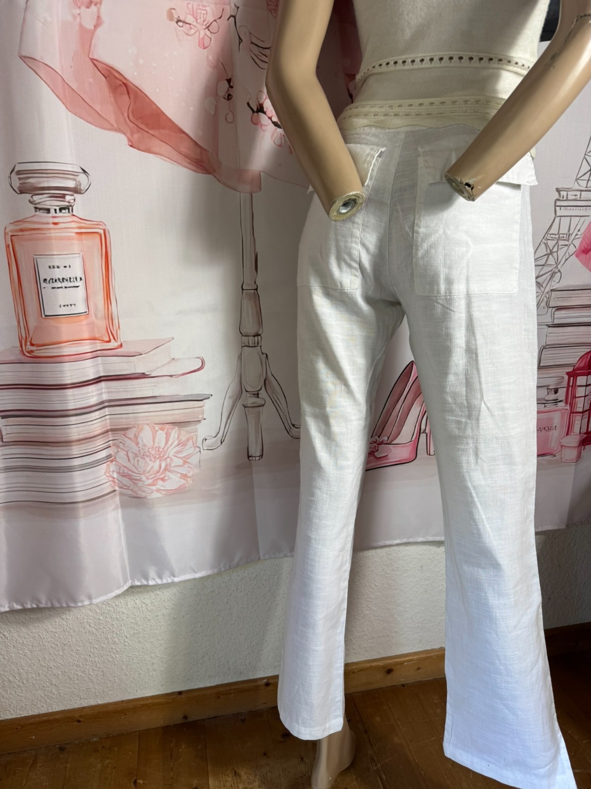 Hemp Pants KristenseN DU NORD Y2K White 34 36 Made in Italy Bootcut Luxury
