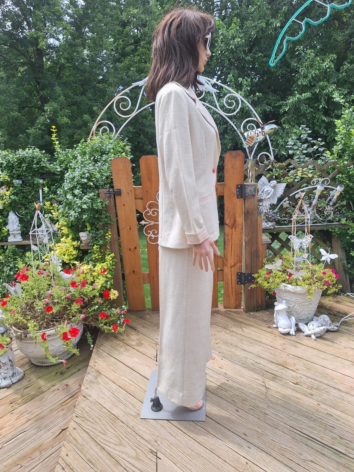 True VTG Mid-century Mod 1970s JCPenney 2 Piece Bell Bottom Pant Suit Blazer M