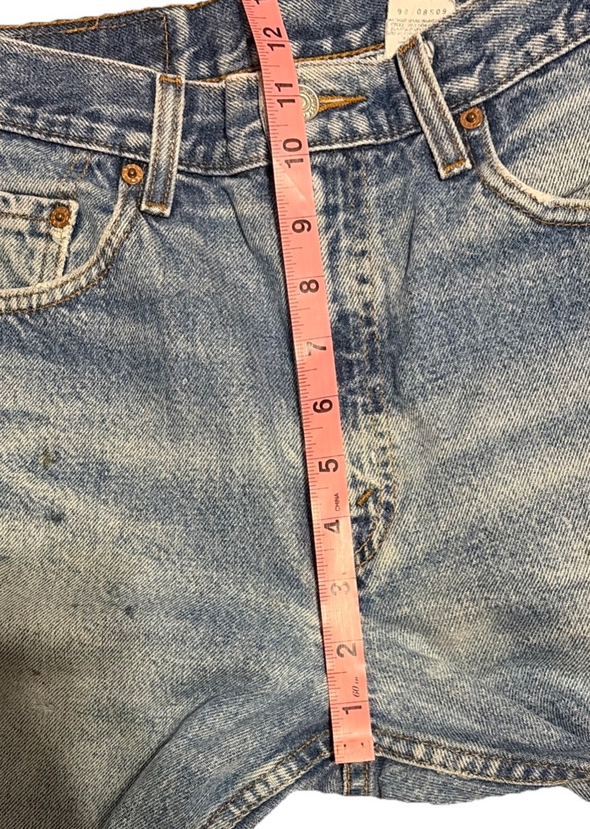 Vintage Levis 505 0216 Womens 31×26 Jeans Straight Distressed Paint Indigo Fades