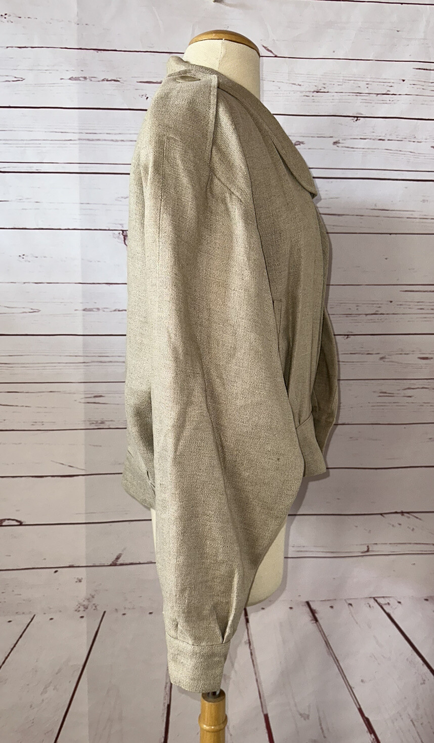 Vintage AMEN WARDY Made In France Size 42 Khaki Tan Knit Jacket 70s 80s Retro