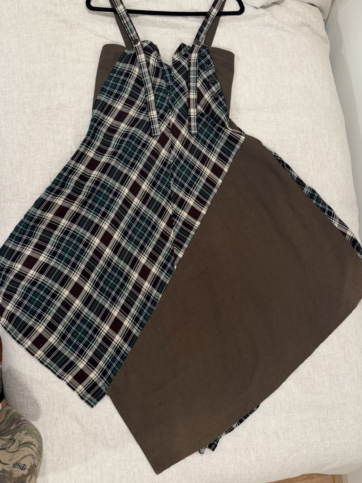 Y’s Yohji Yamamoto Asymmetrical Plaid Linen Cotton Sz S Made/Purchased in Japan