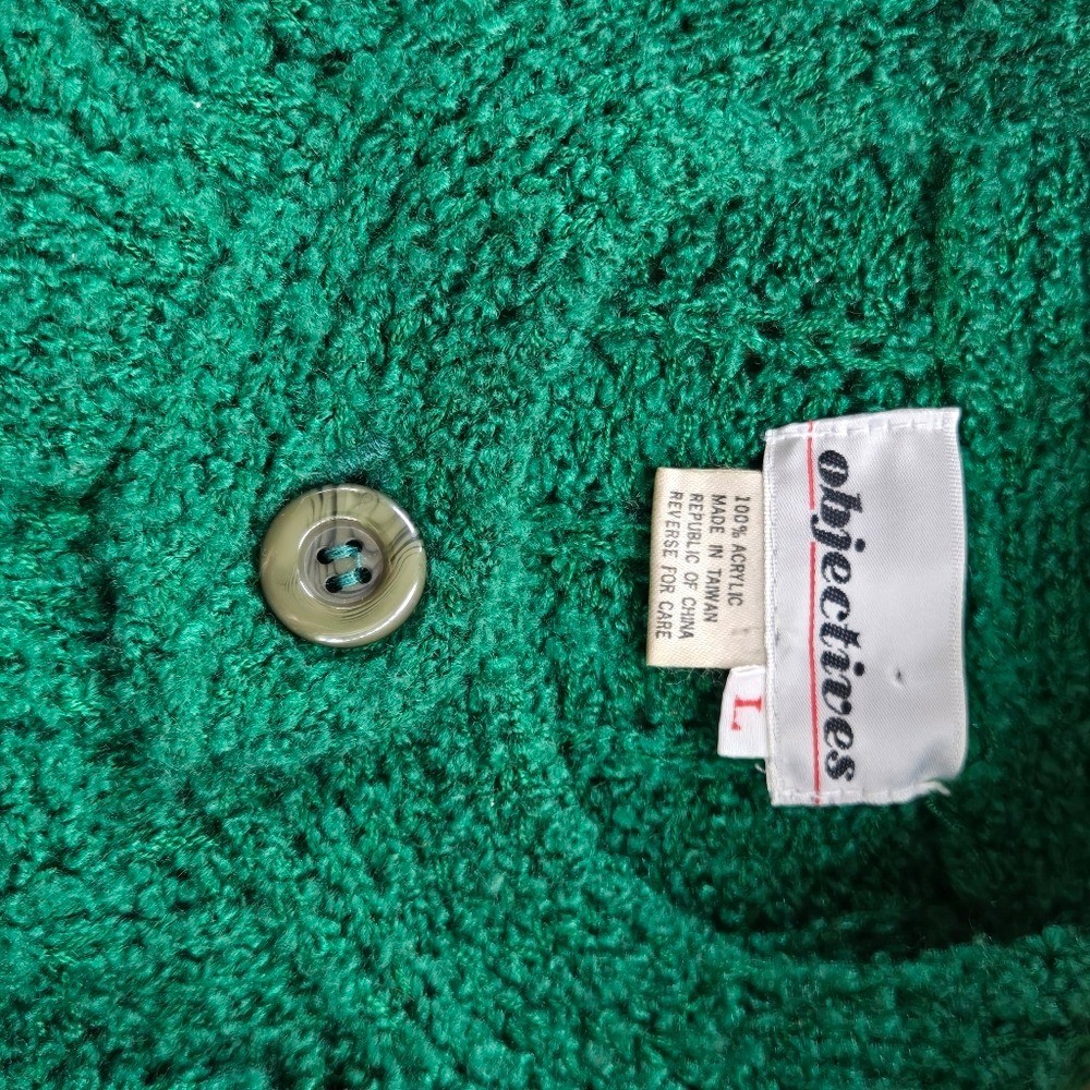 Objectives Vintage Cardigan Green Shaw Sweater LARGE