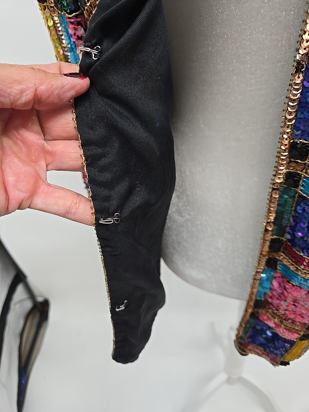Vintage Channa Fully Sequin Coat Jacket Blazer Top Silk & Rayon Large