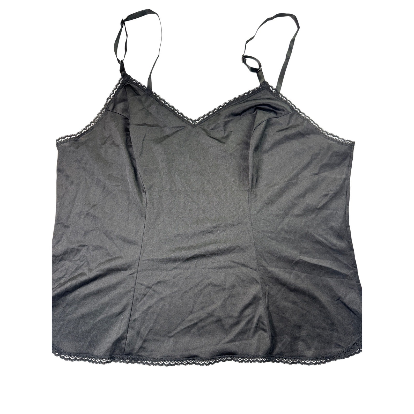 Vintage Sears Black Antron III Nylon Camisole and Half Slip Set Large