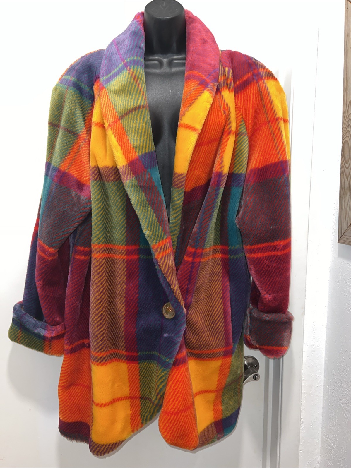 Spiegel Vintage Multi-Color Missy Santa Fe Style Coat Acrylic Boho Aztec SZ XL