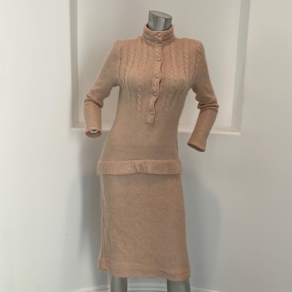 Giorgio Grati Vintage Long Sleeve Midi Sweater Dress Mohair Nylon IT 40