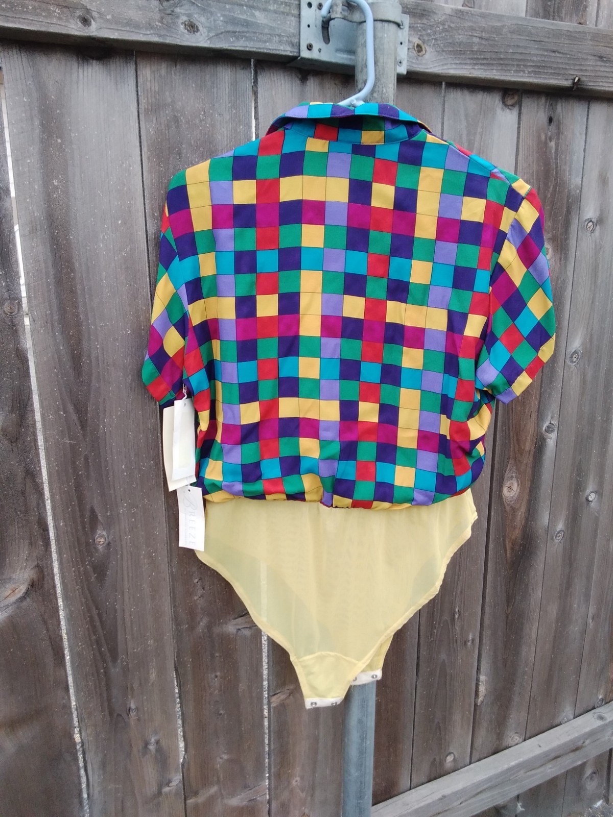 Vintage Dorothy Schoelen Platinum Bodysuit 80s New Old Stock Check Print…
