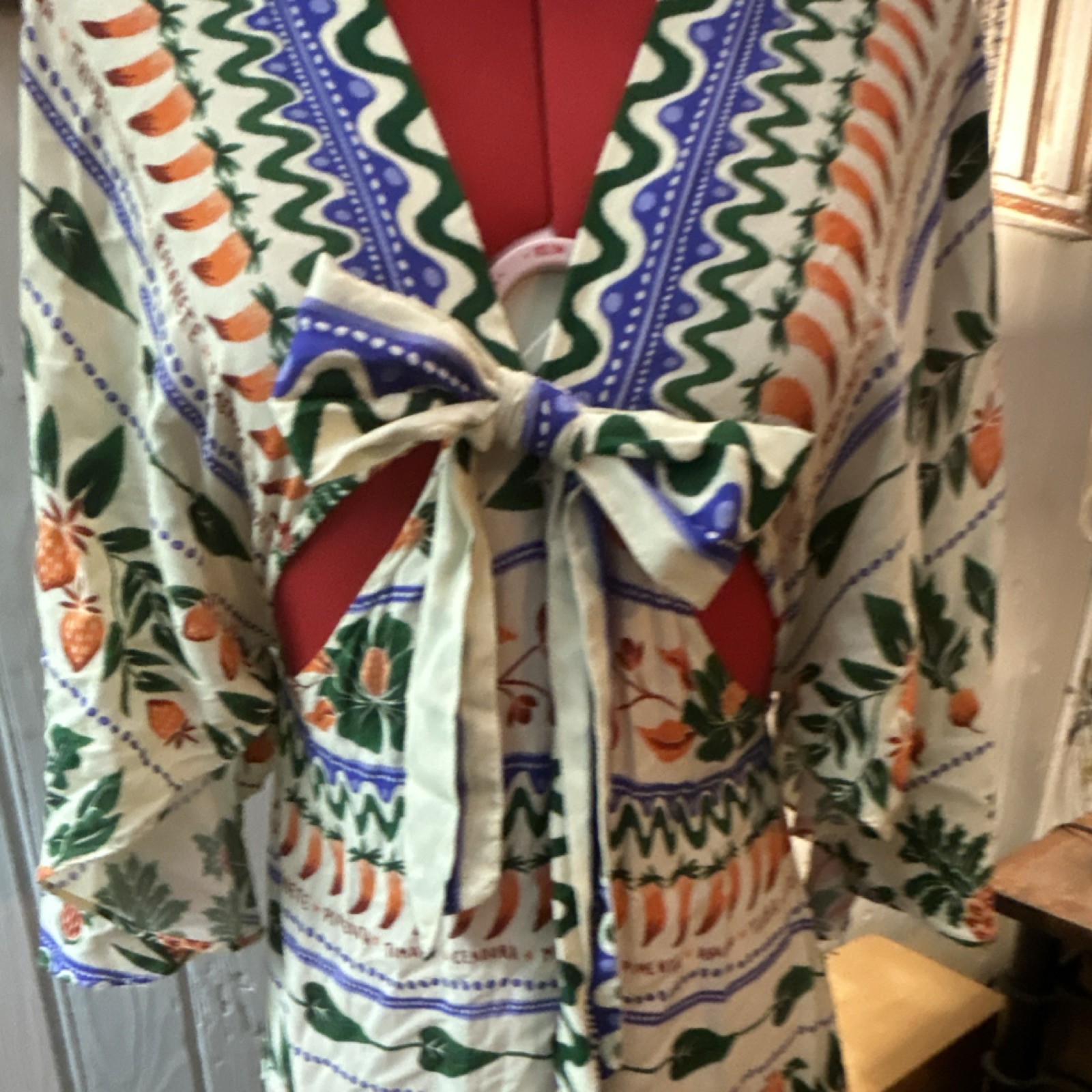 FARM Rio for Anthropologie Maxi Dress XS Bohemian Floral Tie Front Cream Orange