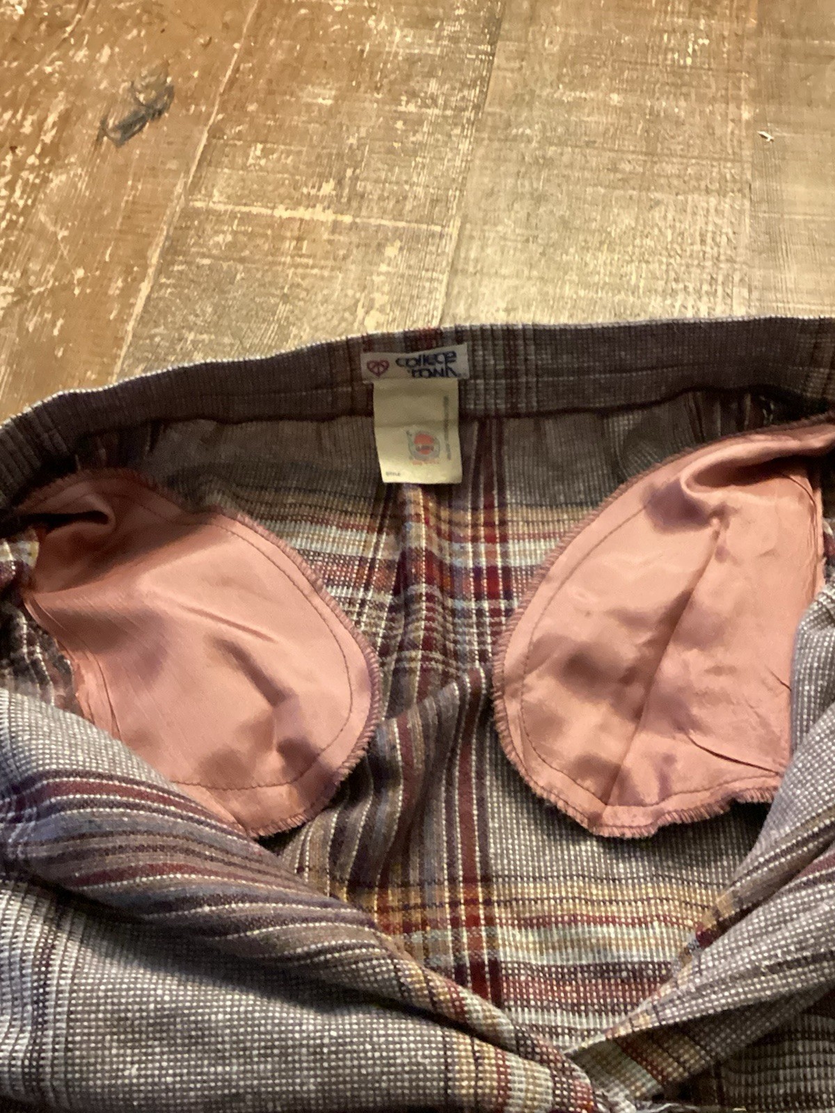 Vintage College Town Union Made Wool Blend Skirt Brown Plaid Size XS USA