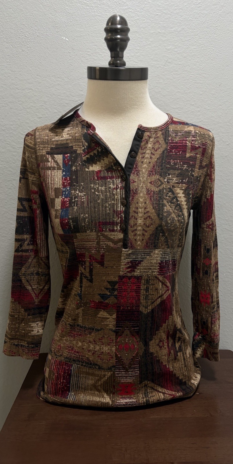 NWT Vintage Lauren Ralph Lauren Aztec Print XS Long Sleeve