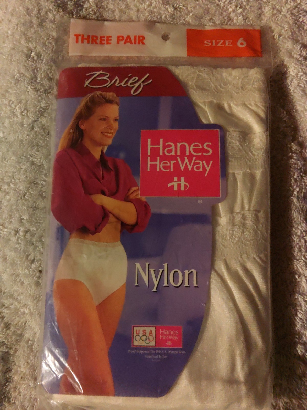 Size 6 vintage Hanes Her Way 100% Captiva nylon panties w/Lace Super Soft 3 Pack