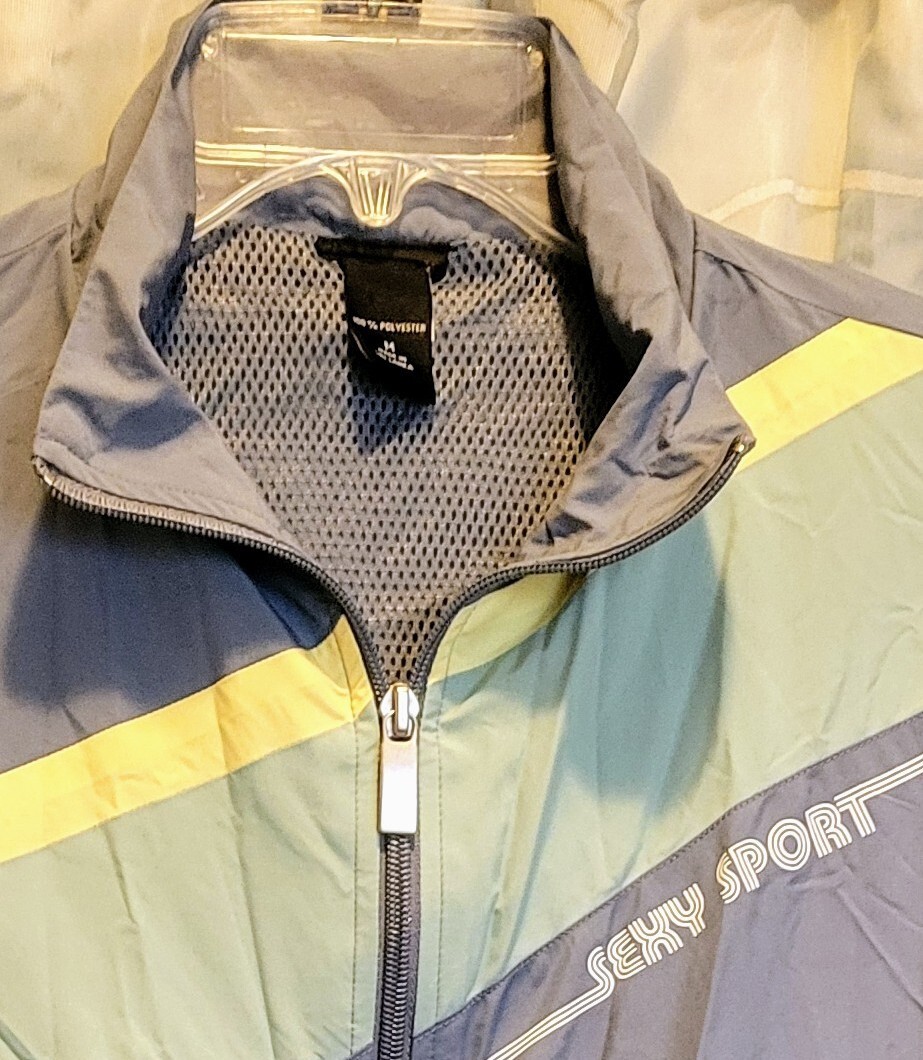 VTG Retro Gray, Yellow, Green Windbreaker Track Beach Jacket