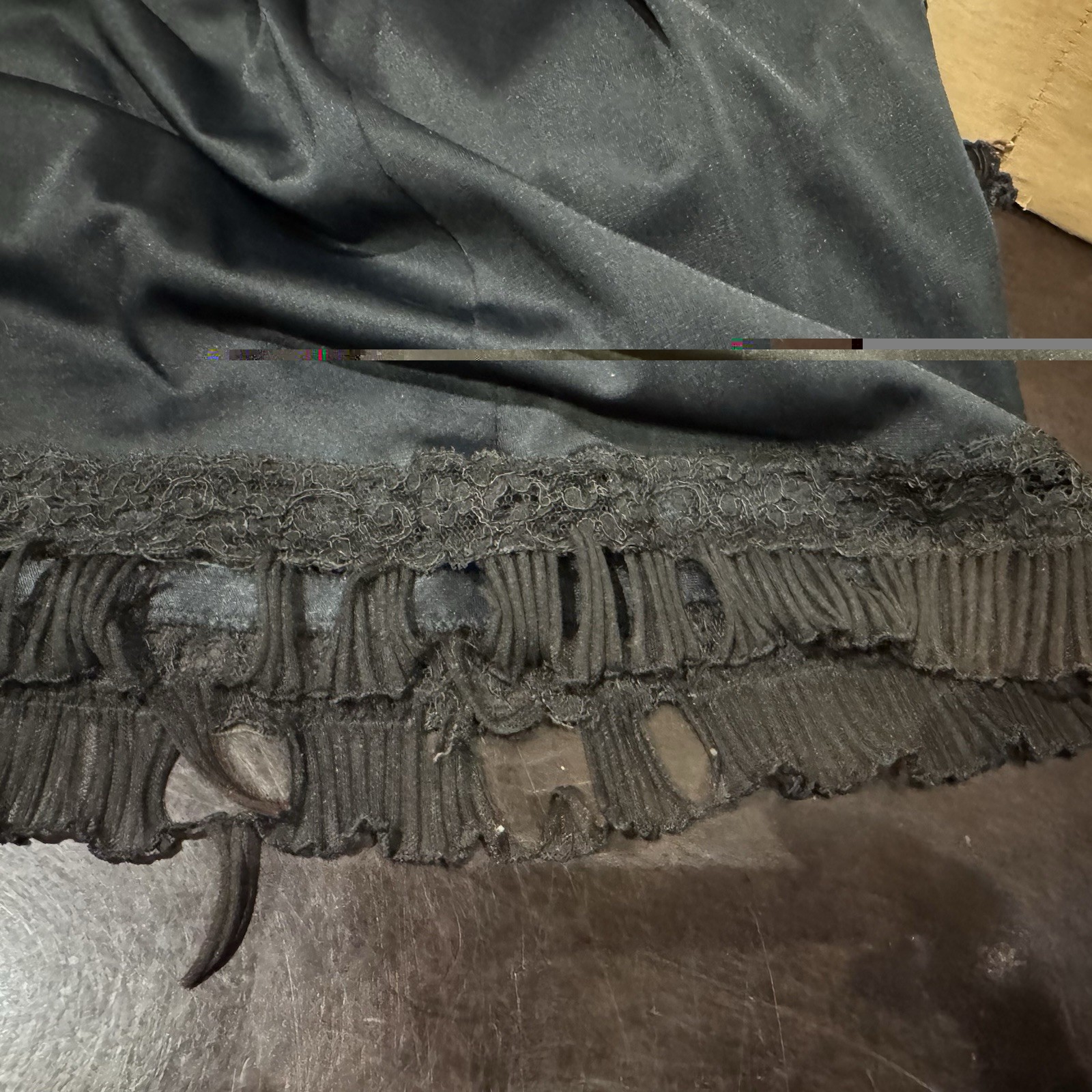 VTG Pleated Ruffle Maxi Boudoir Nightgown M